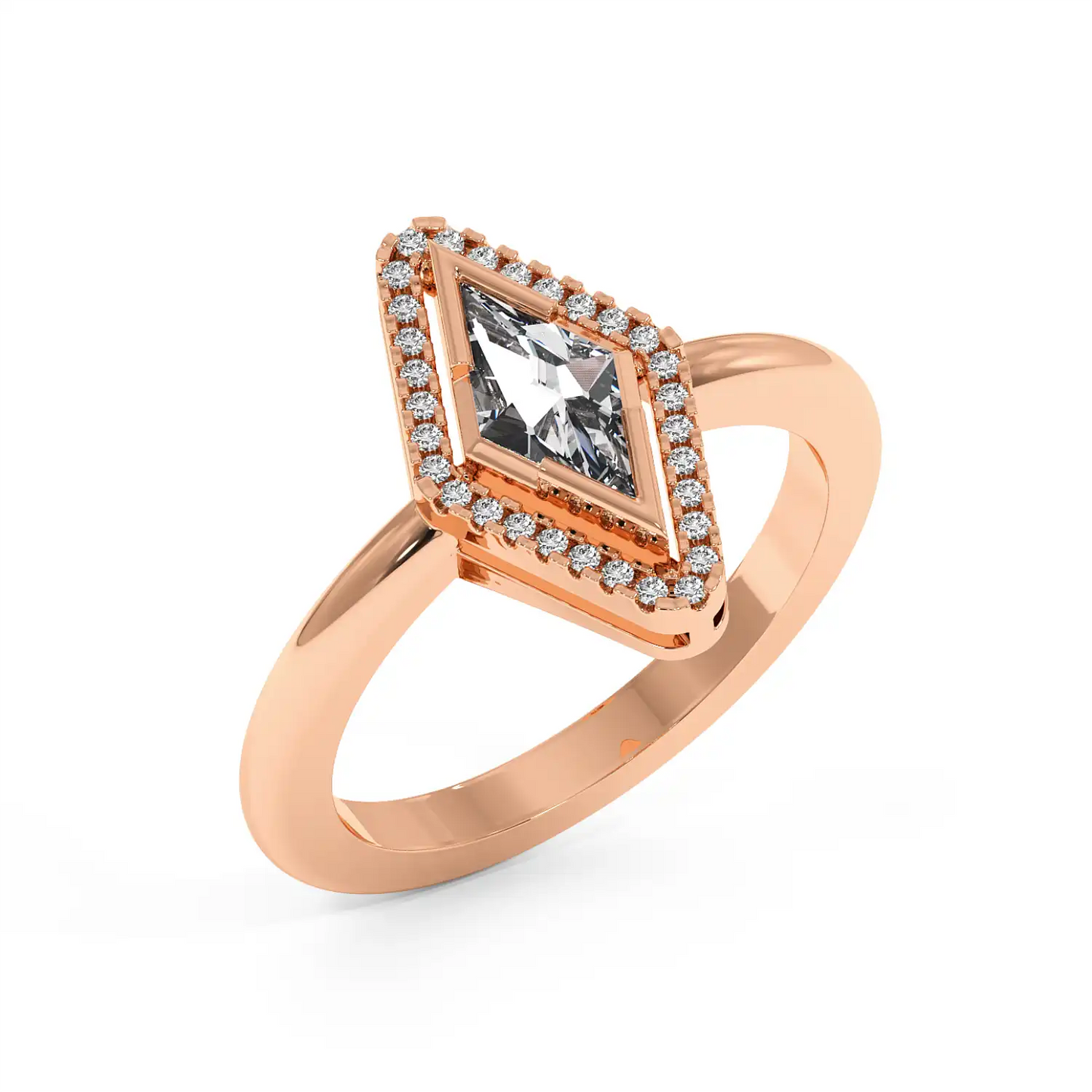 Solitaire Halo Ring - Lozenge