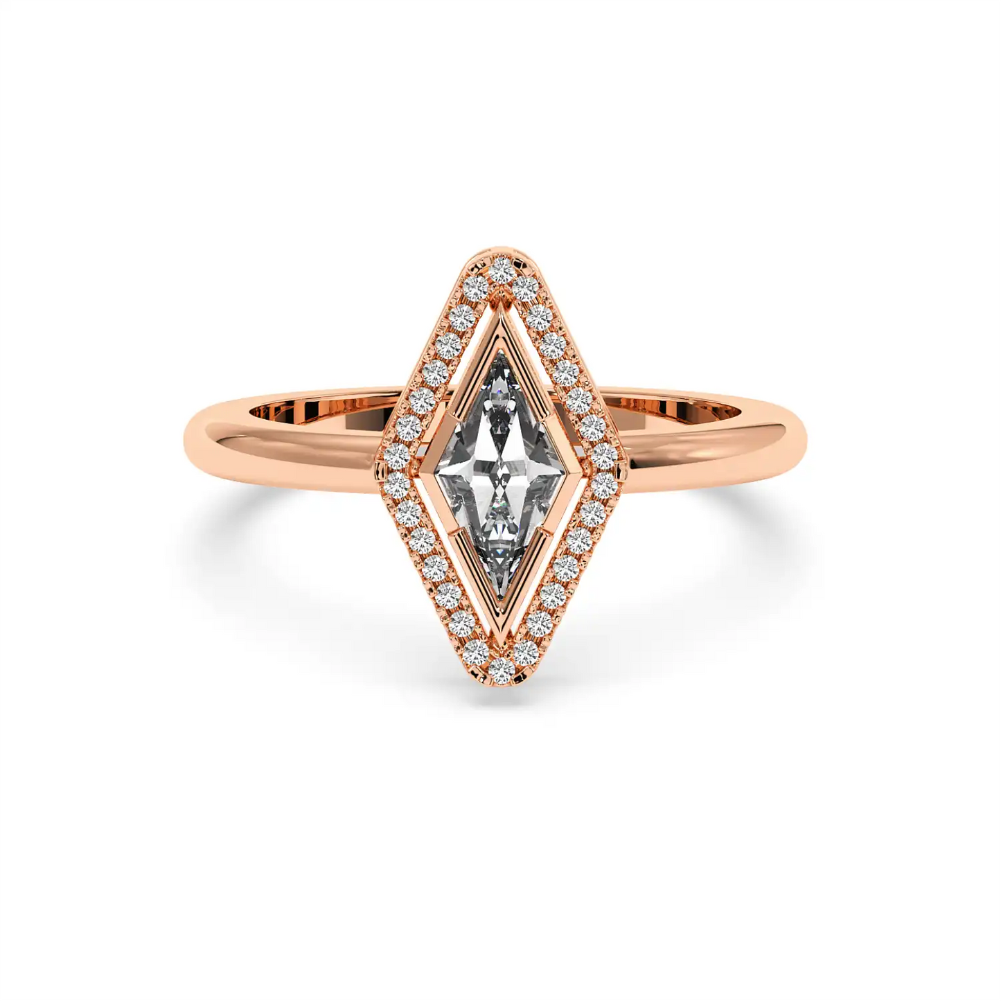 Solitaire Halo Ring - Lozenge