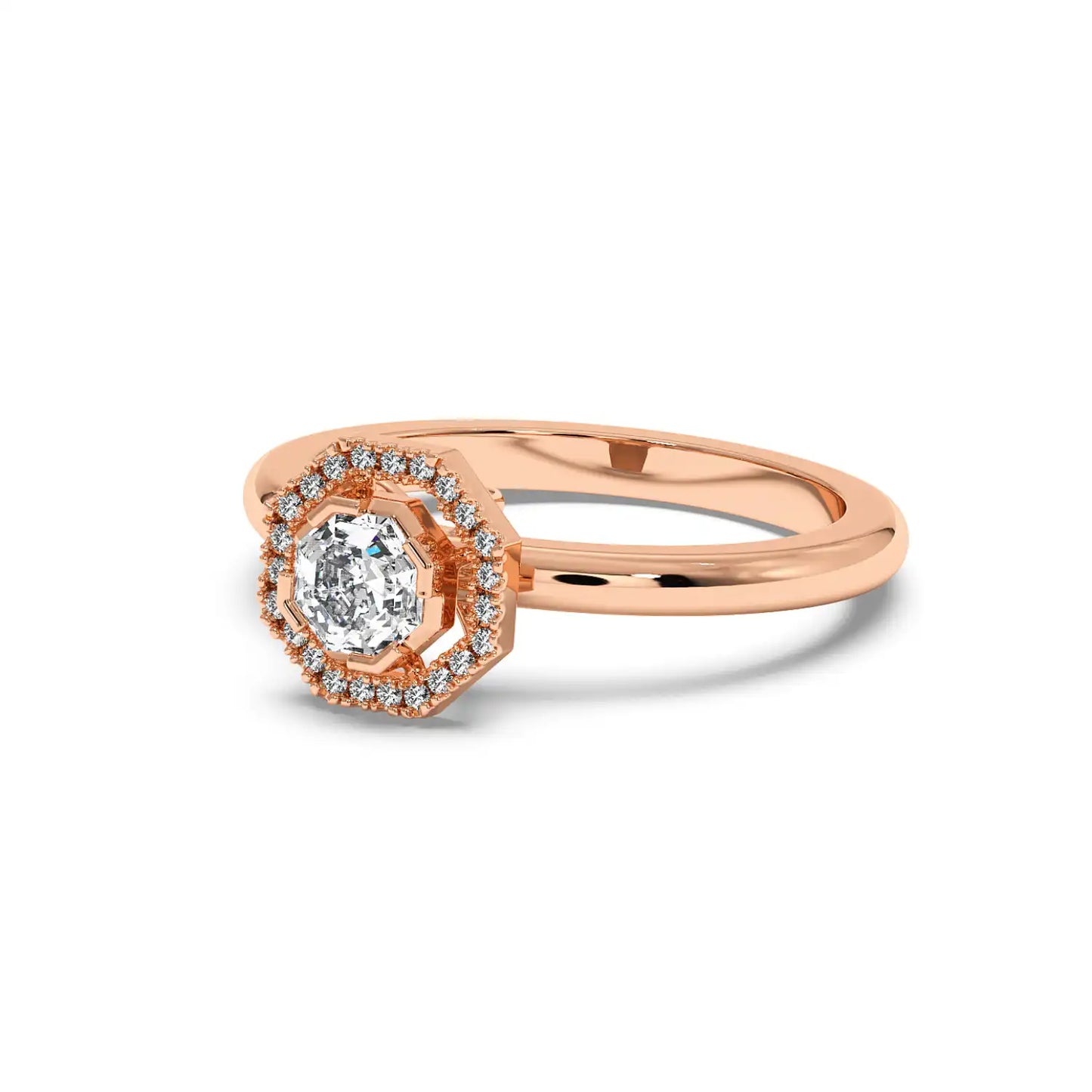 Solitaire Halo Ring - Octagon
