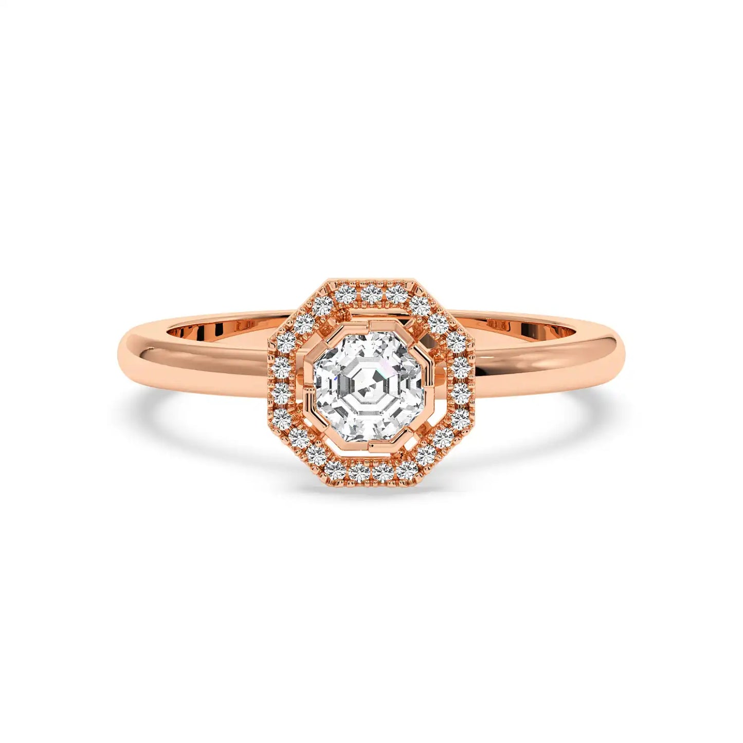Solitaire Halo Ring - Octagon