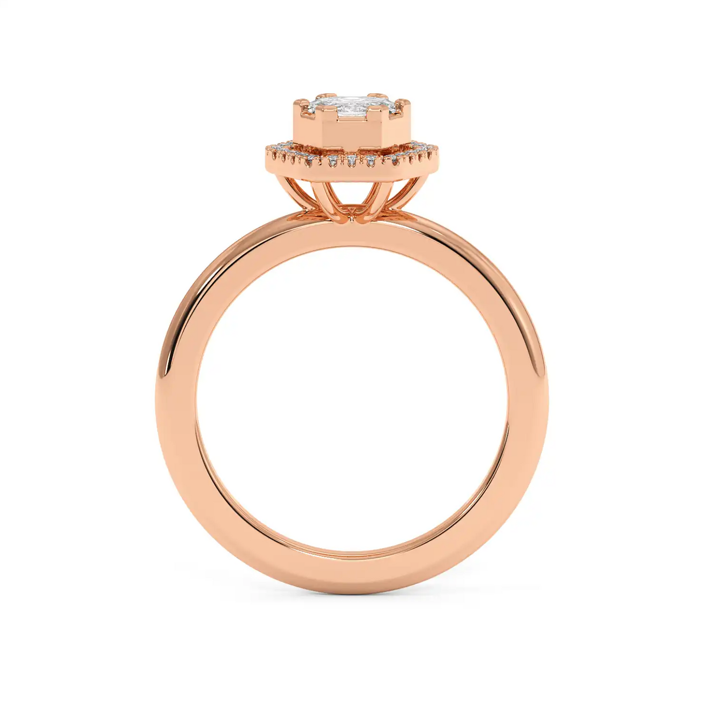 Solitaire Halo Ring - Hexagon