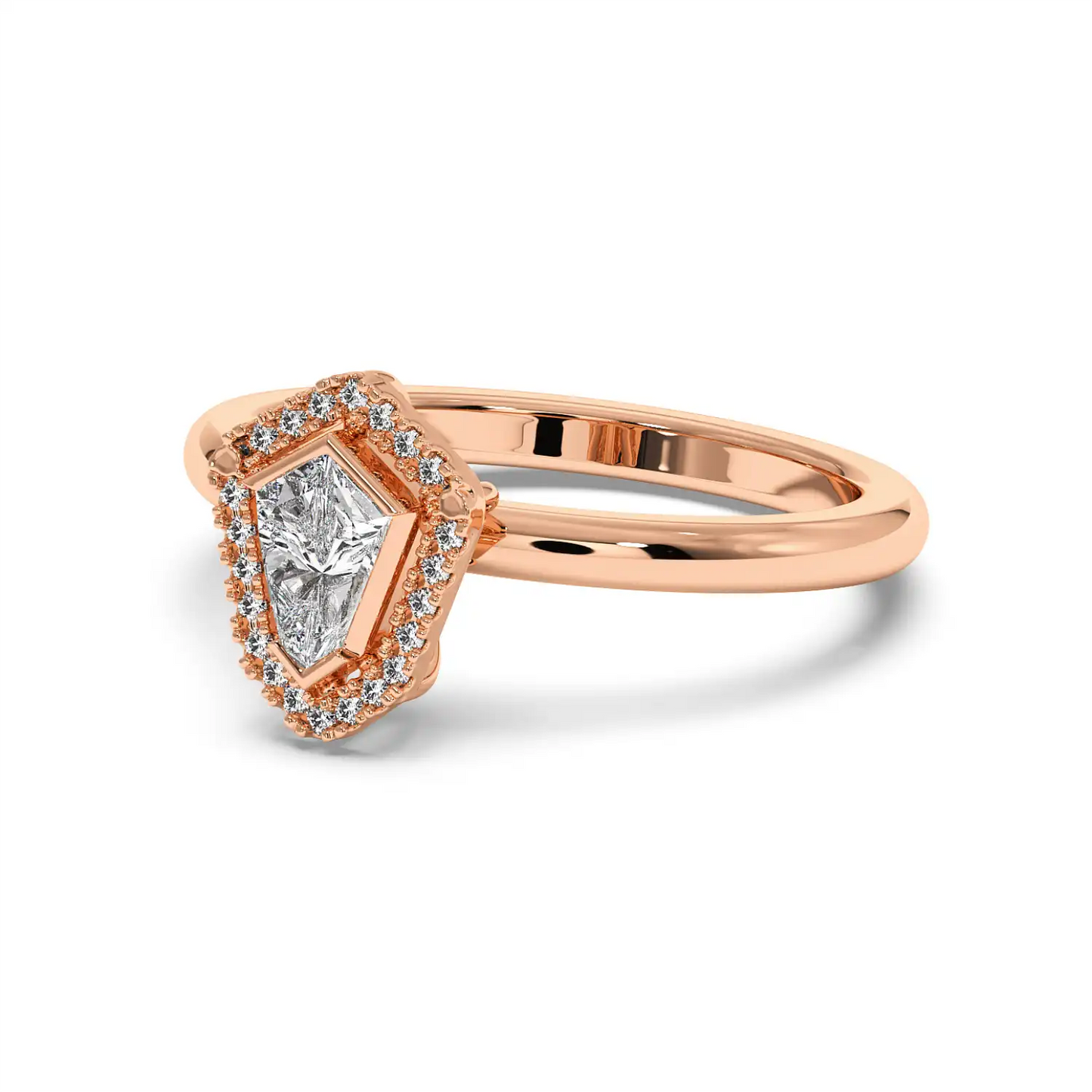 Solitaire Halo Ring - Shield