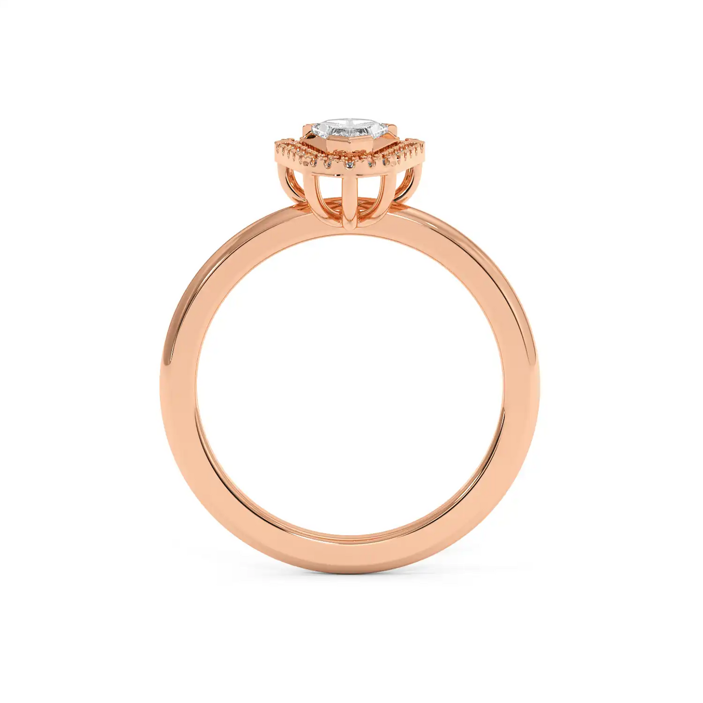 Solitaire Halo Ring - Shield