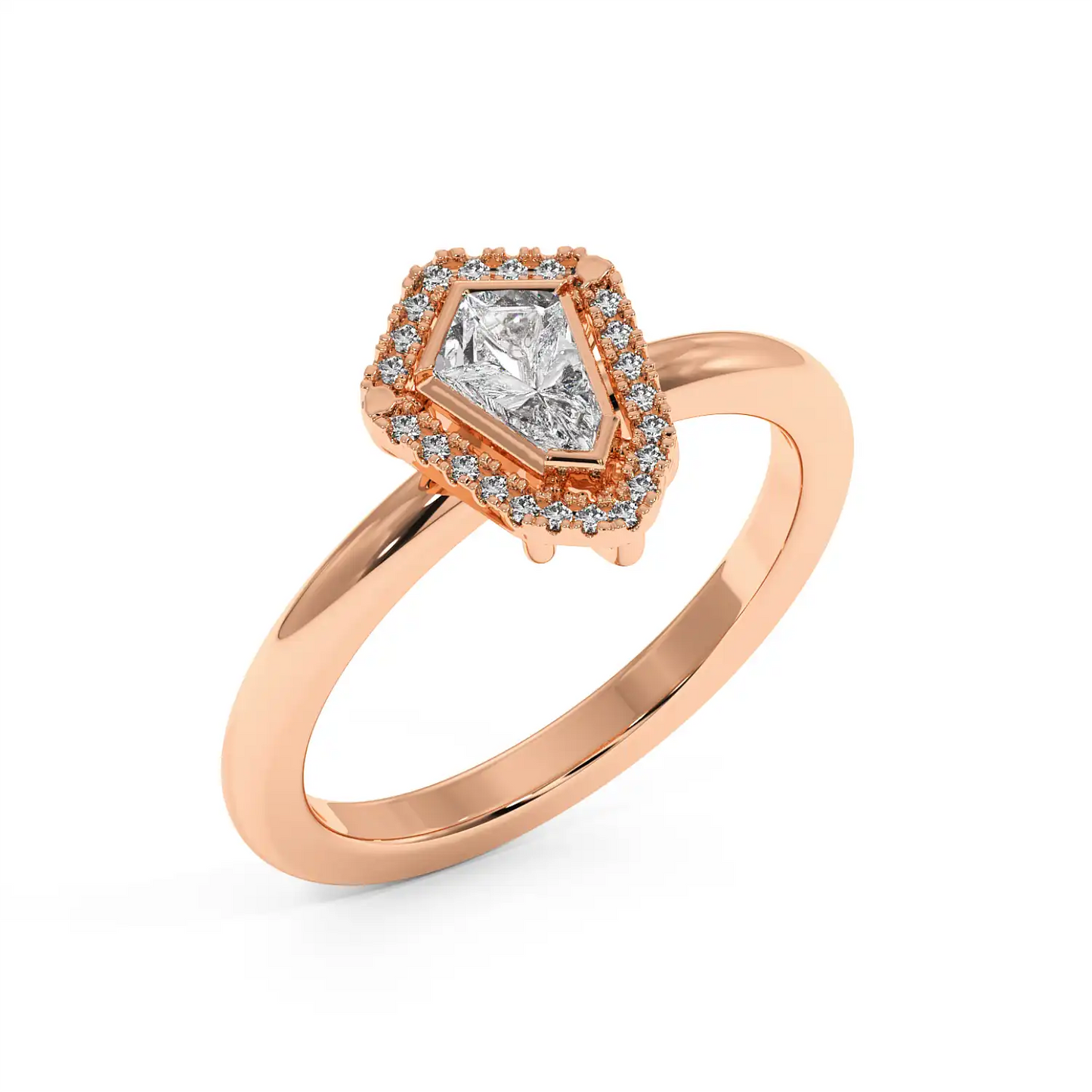 Solitaire Halo Ring - Shield