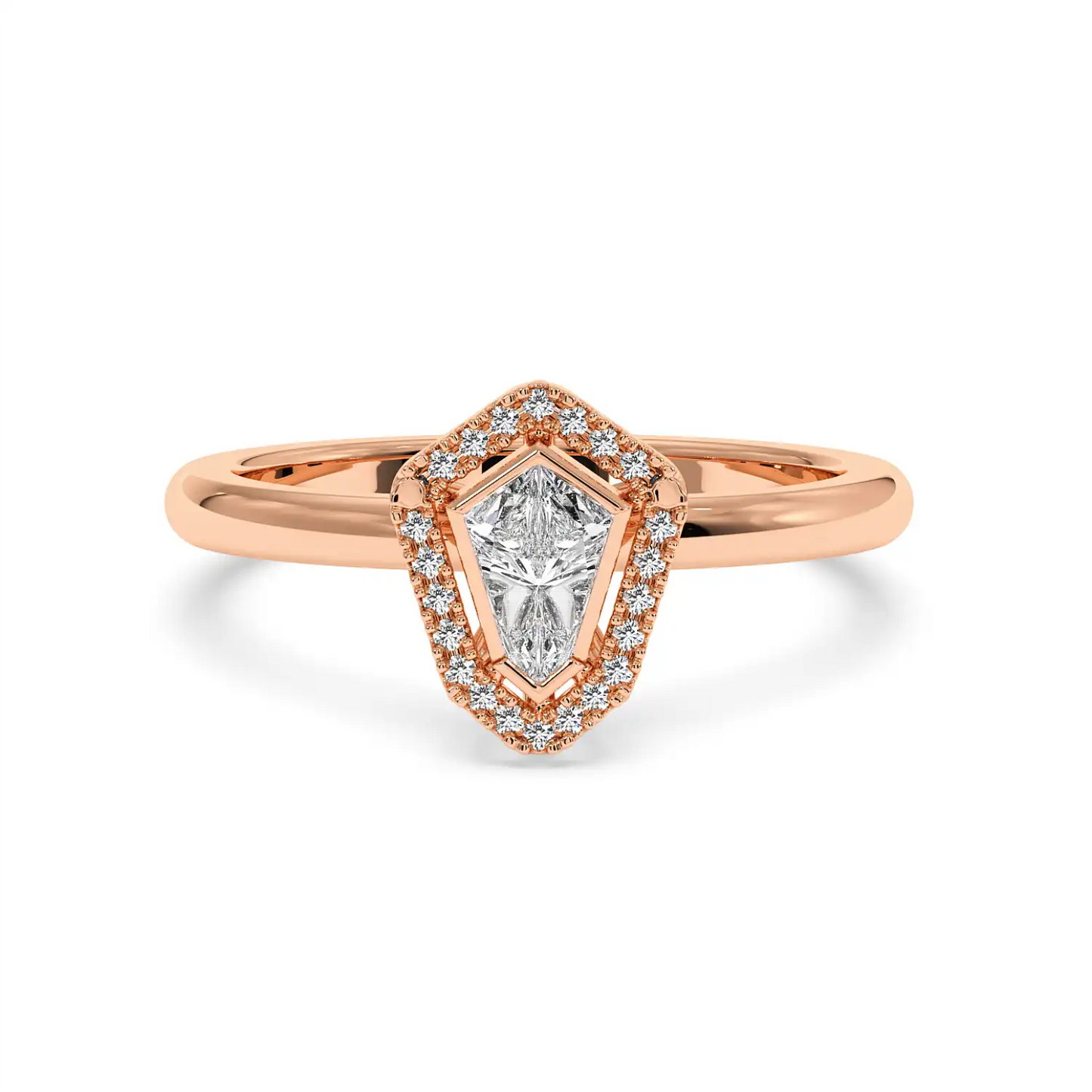 Solitaire Halo Ring - Shield