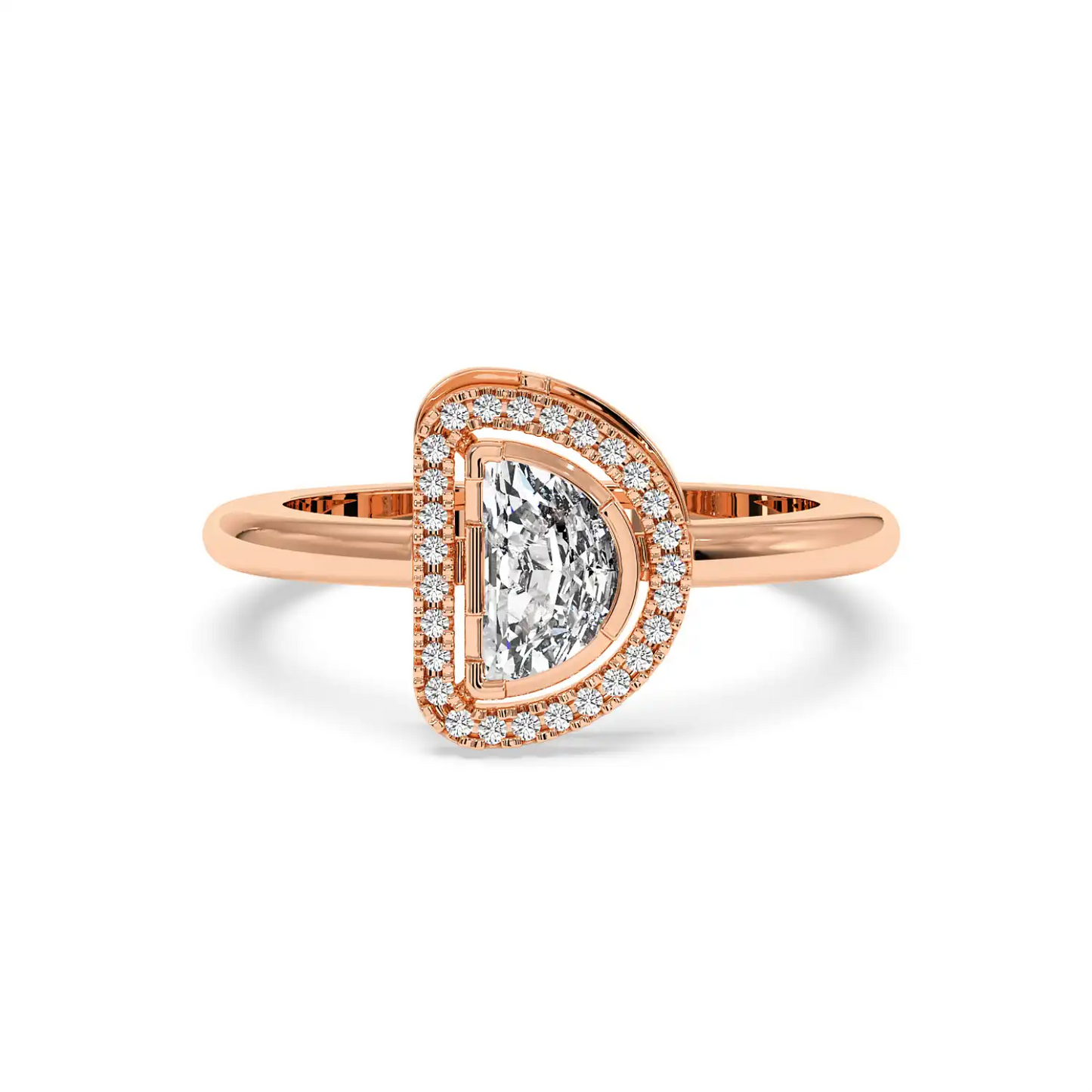 Solitaire Halo Ring - Halfmoon