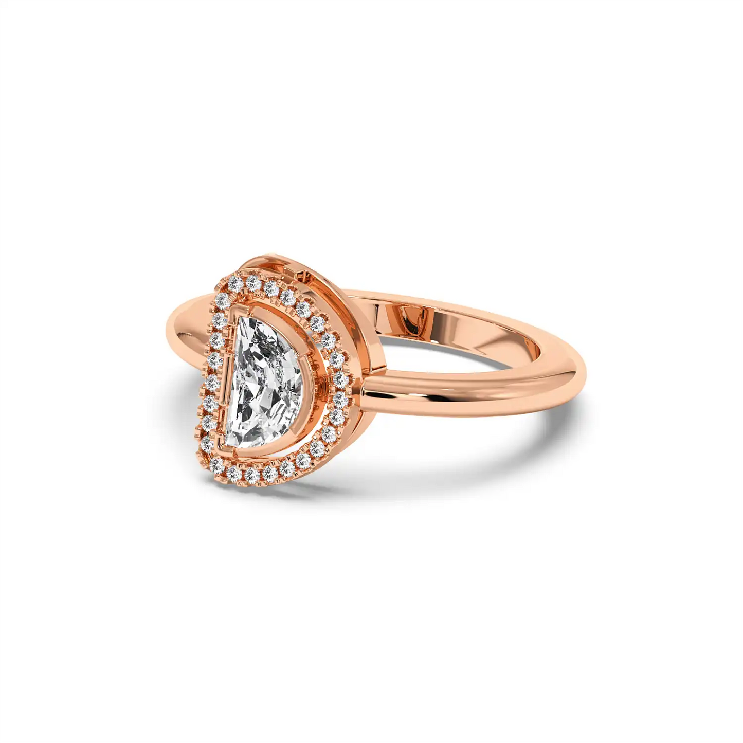 Solitaire Halo Ring - Halfmoon