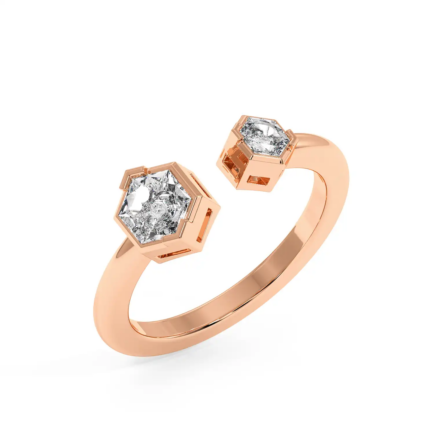 Two Stone Ring - Hexagon