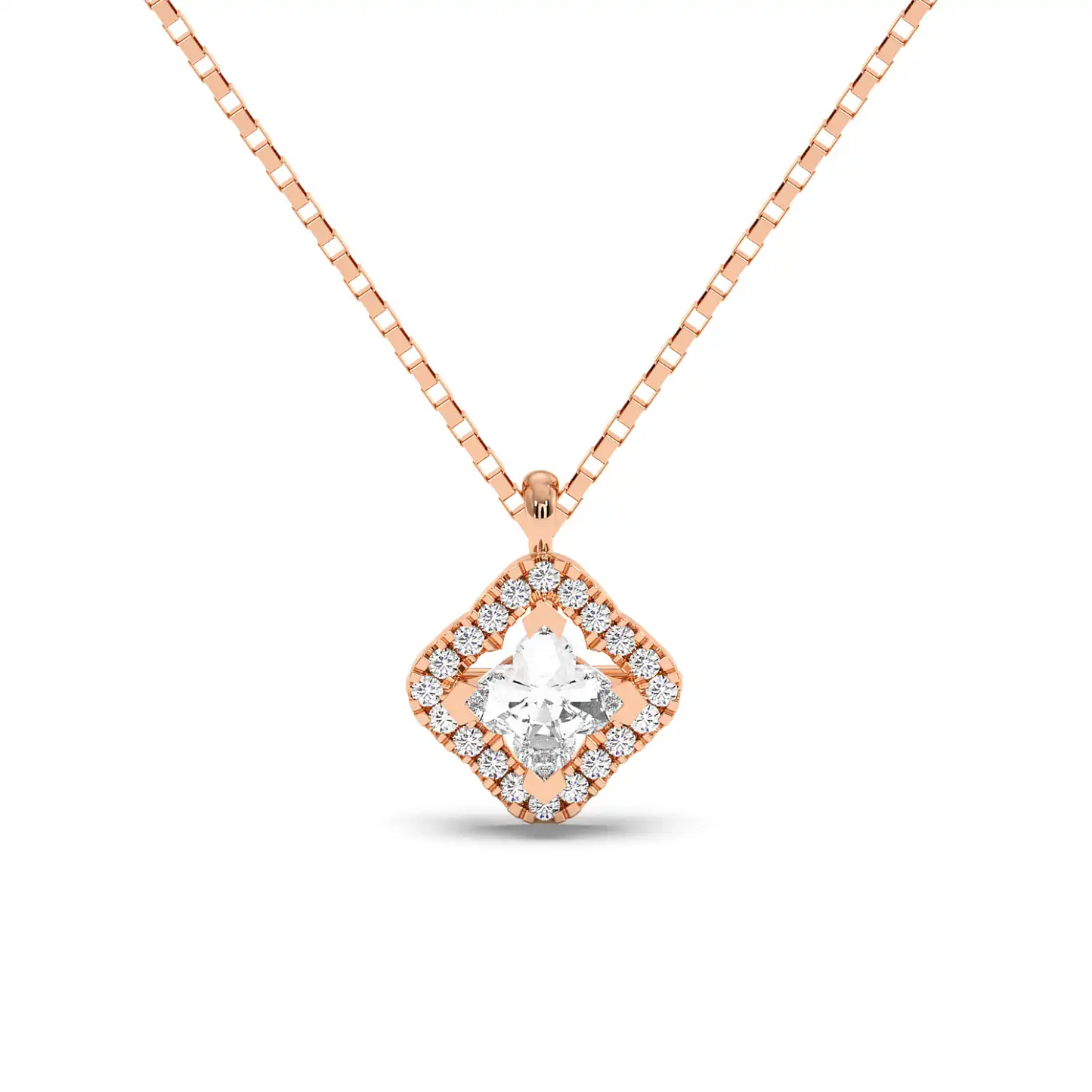 Solitaire Halo Pendant - Floral