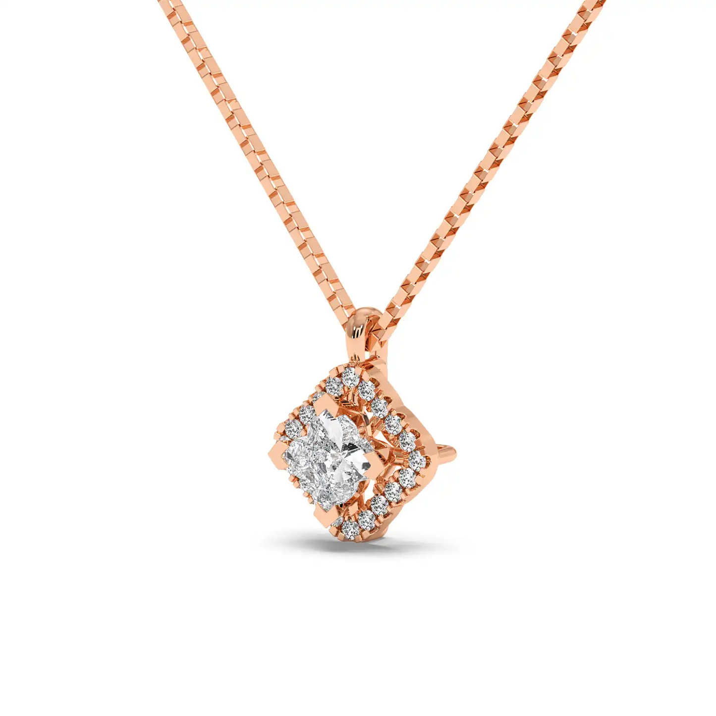 Solitaire Halo Pendant - Floral