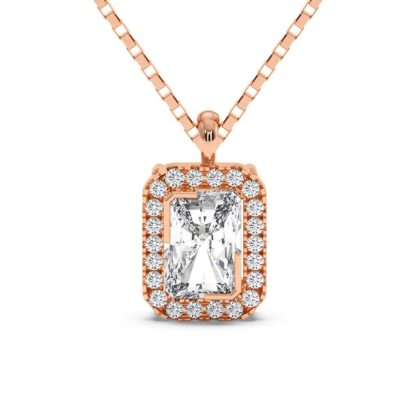Solitaire Halo Pendant - Radiant