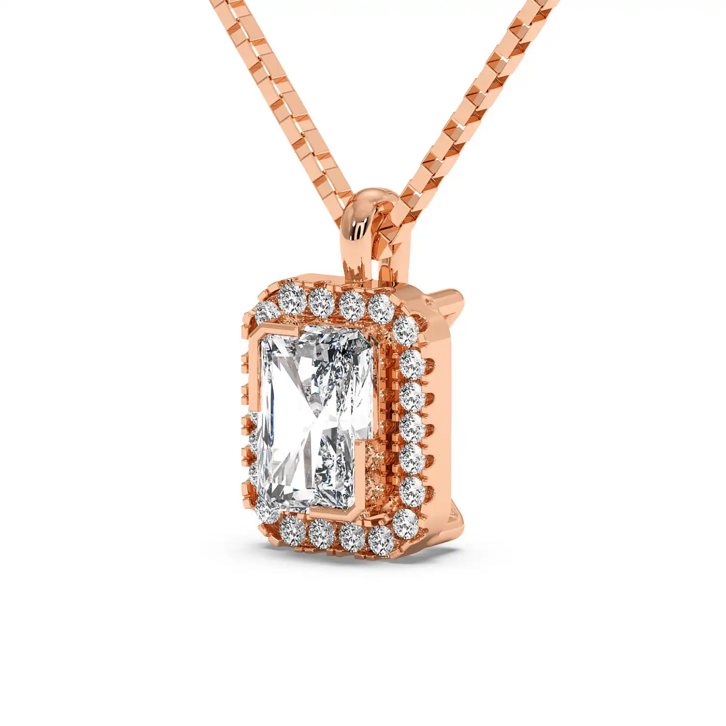 Solitaire Halo Pendant - Radiant