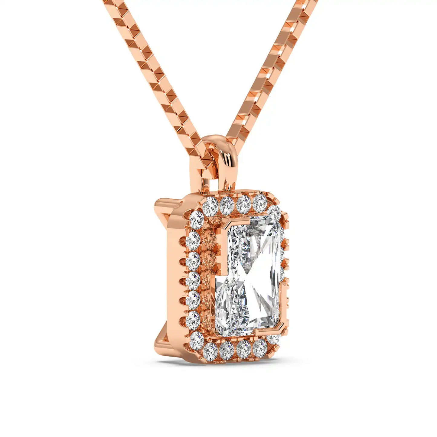 Solitaire Halo Pendant - Radiant