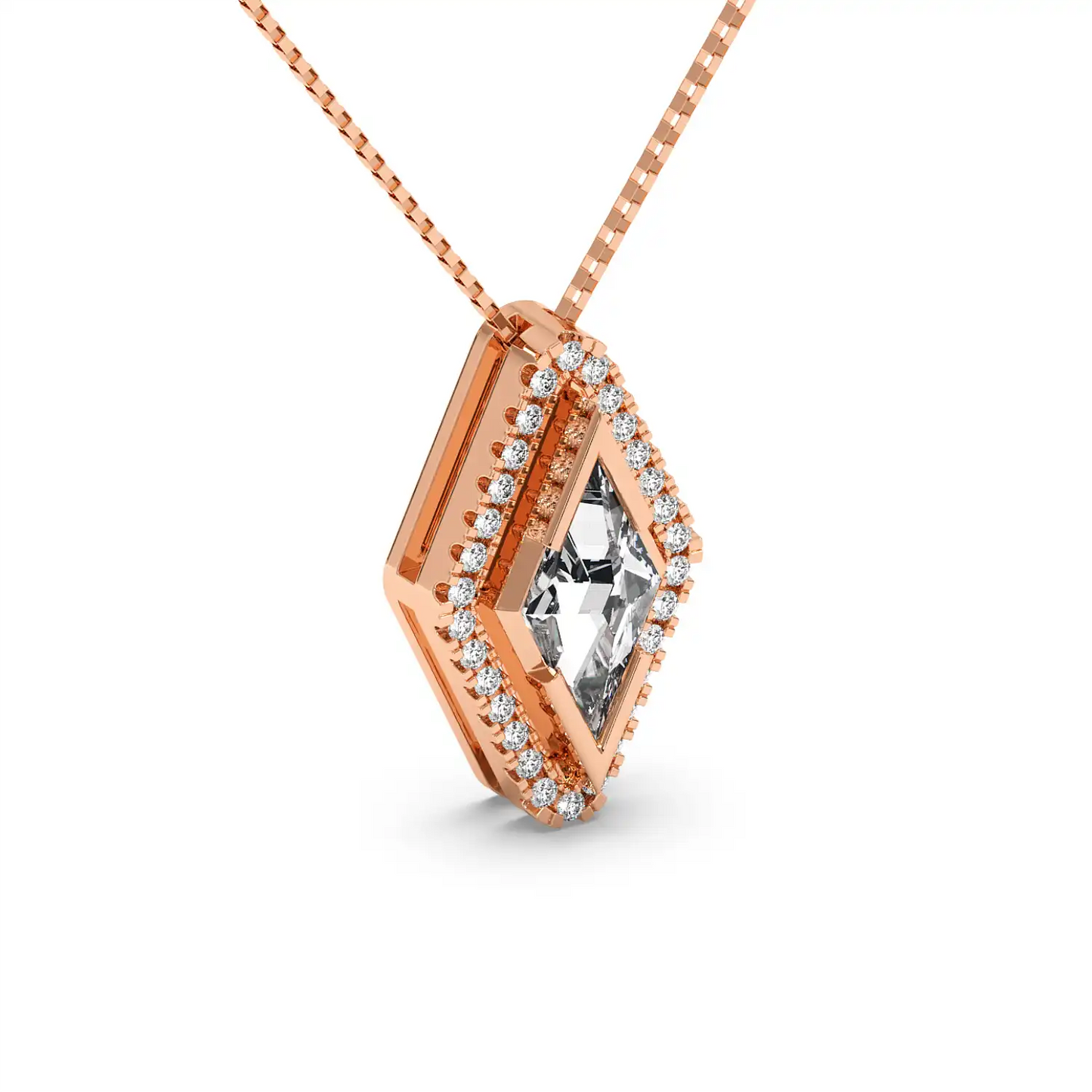Solitaire Halo Pendant - Lozenge