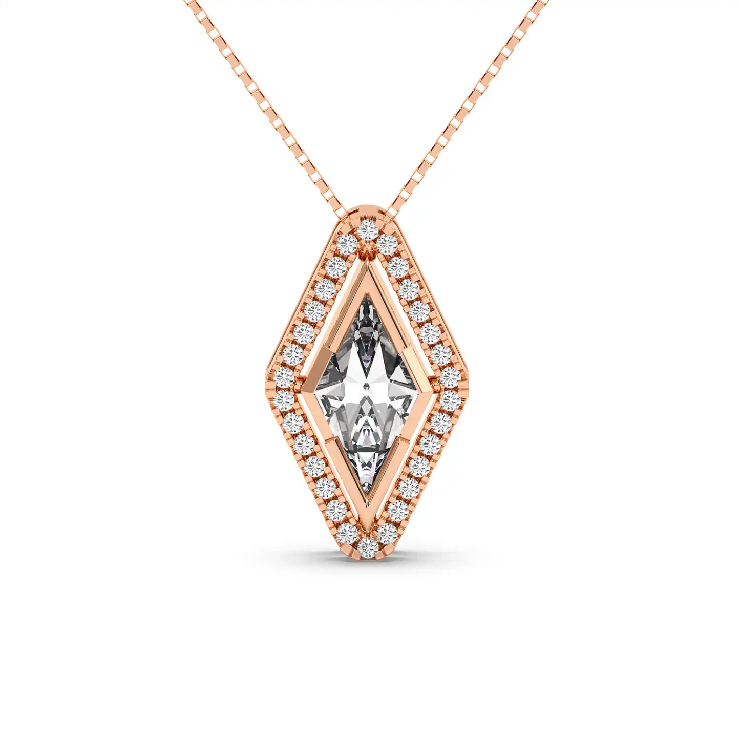 Solitaire Halo Pendant - Lozenge