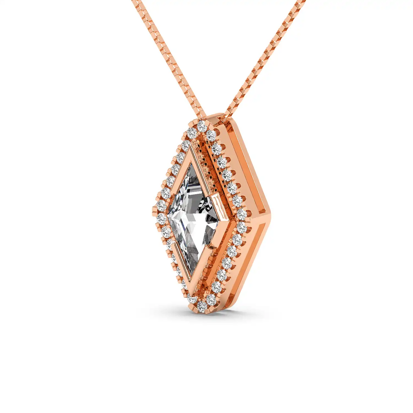 Solitaire Halo Pendant - Lozenge