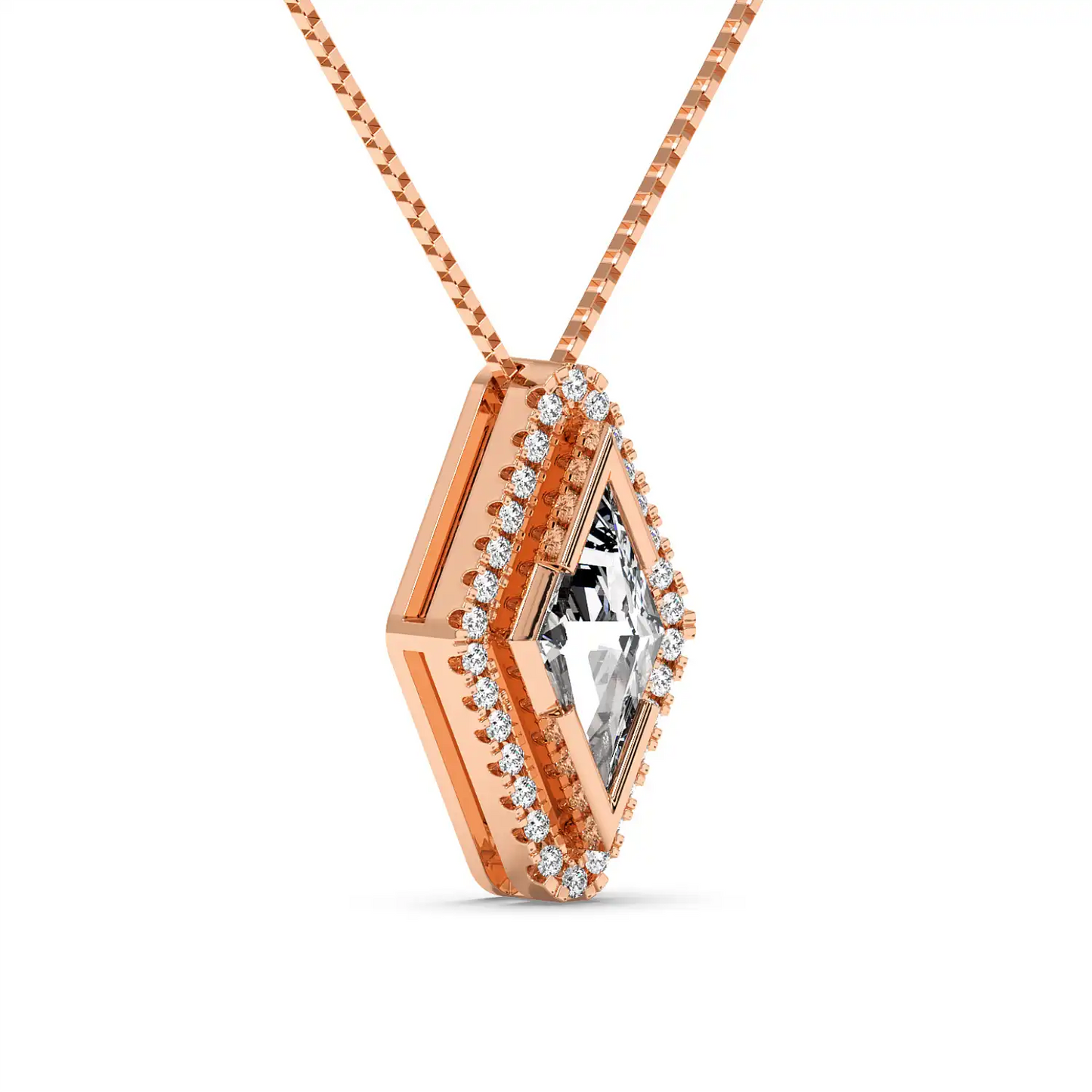 Solitaire Halo Pendant - Lozenge