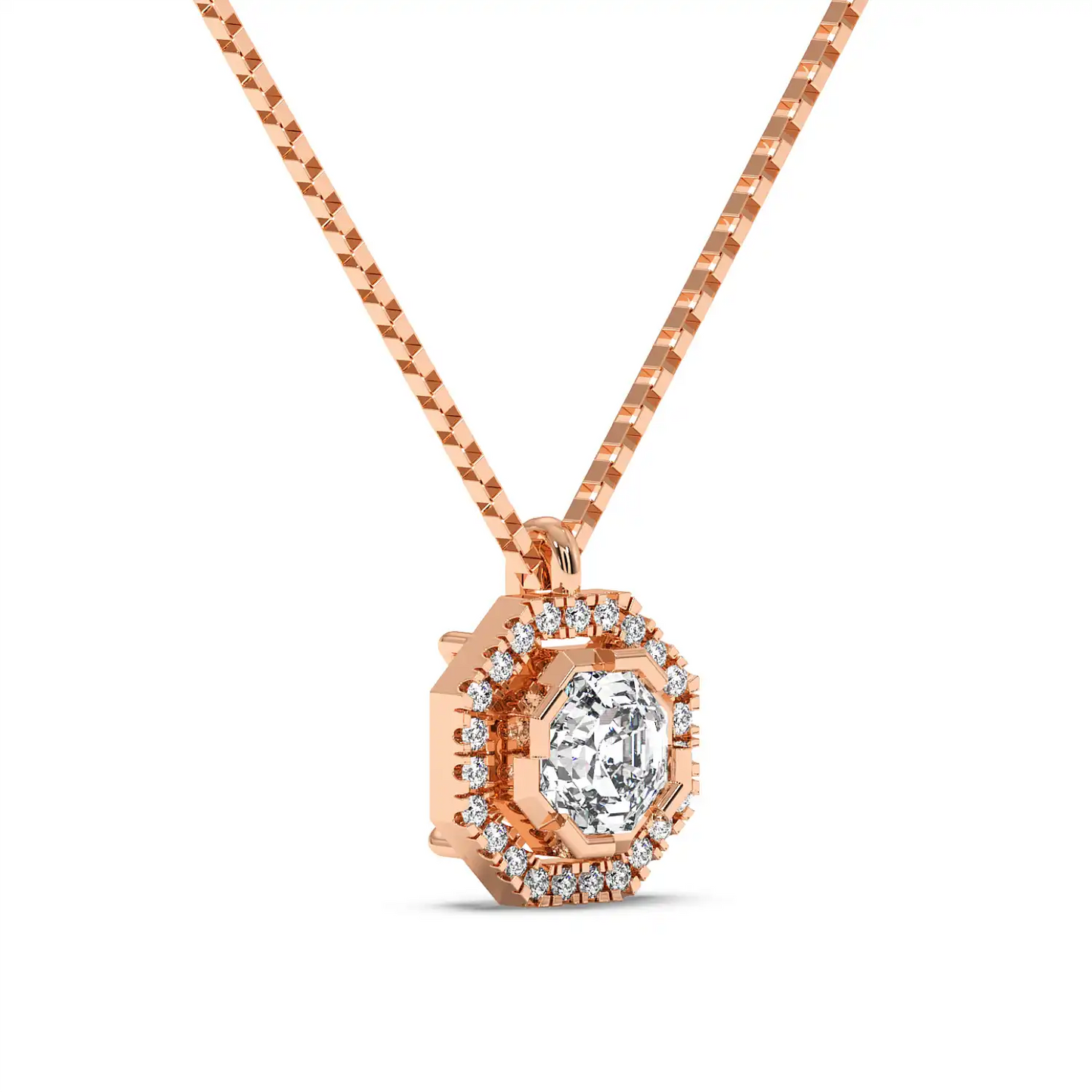 Solitaire Halo Pendant - Octagon