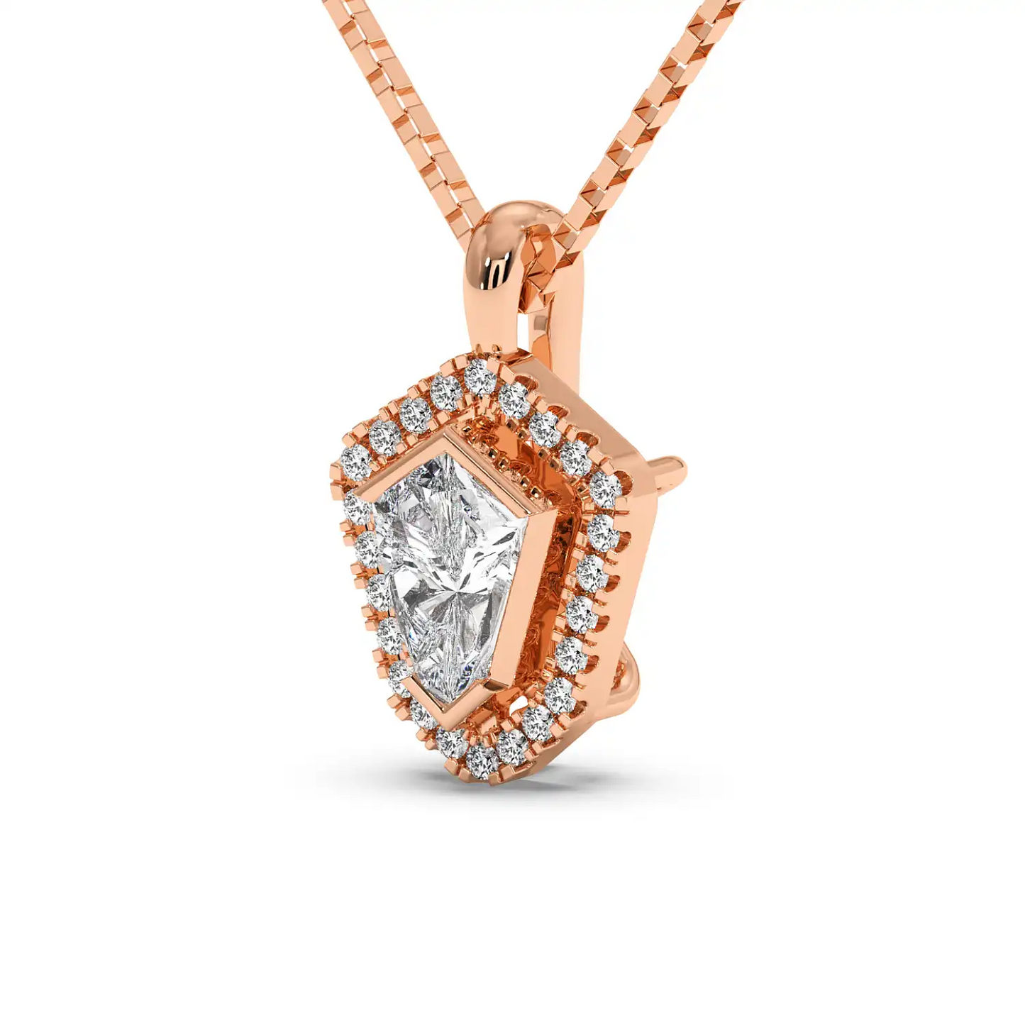 Solitaire Halo Pendant - Shield