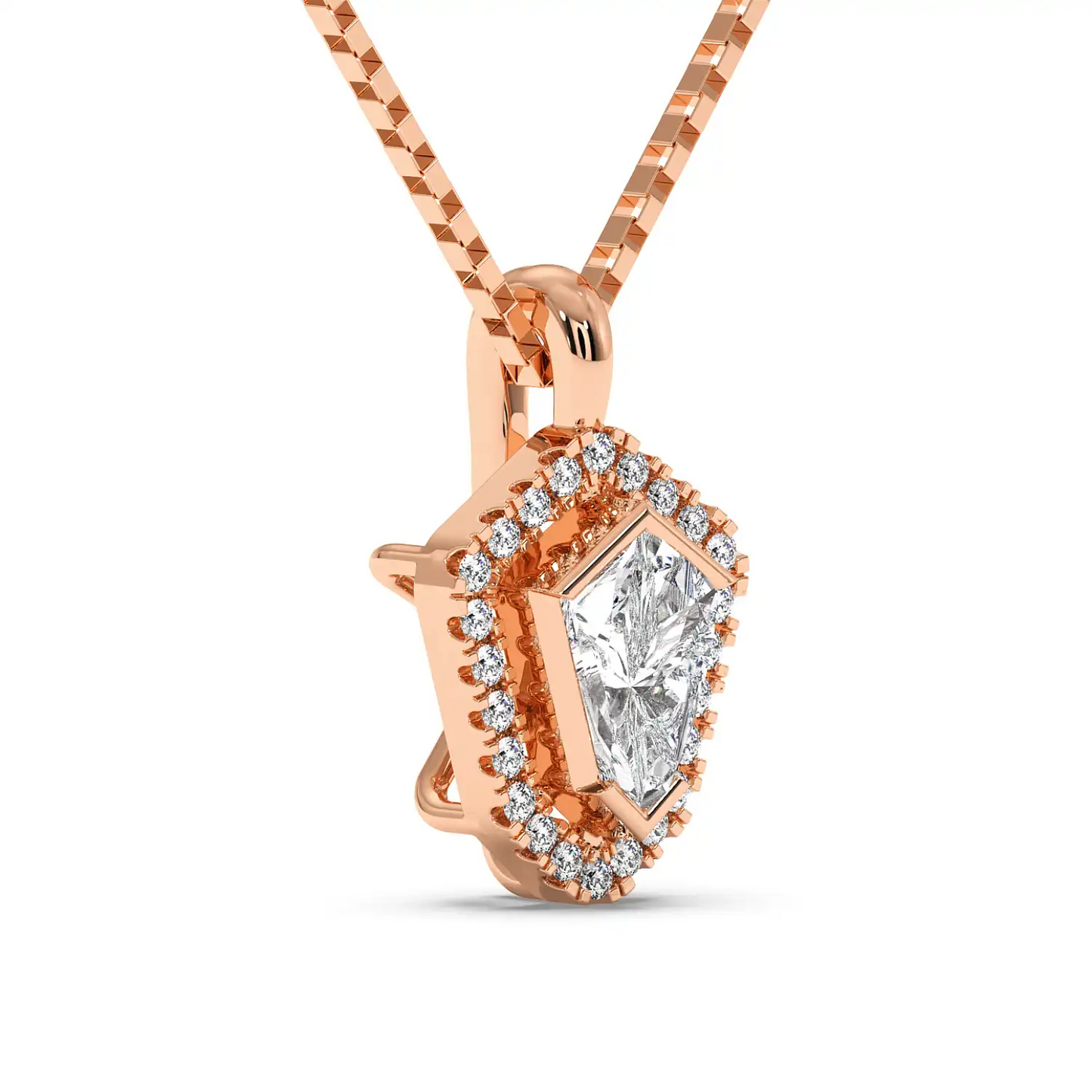 Solitaire Halo Pendant - Shield