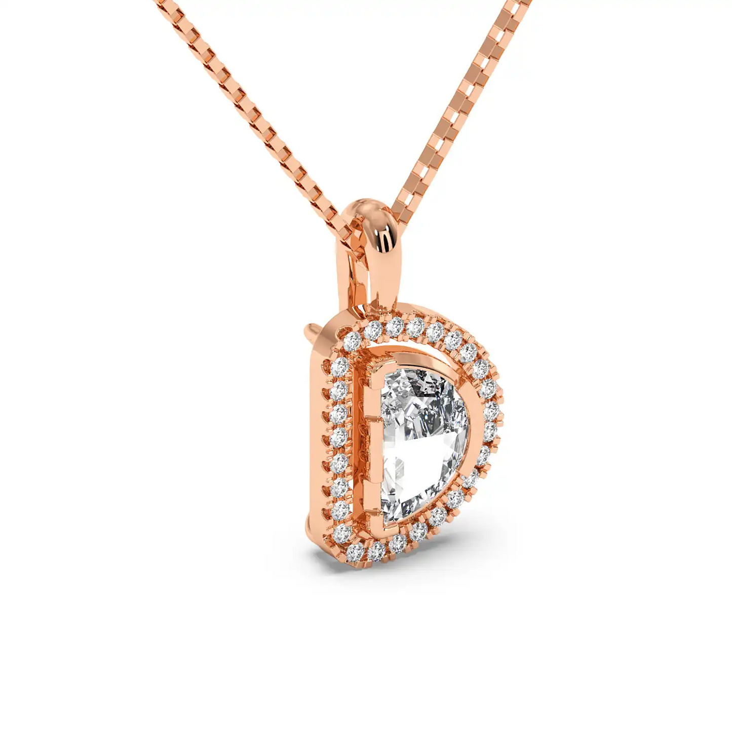 Solitaire Halo Pendant - Halfmoon