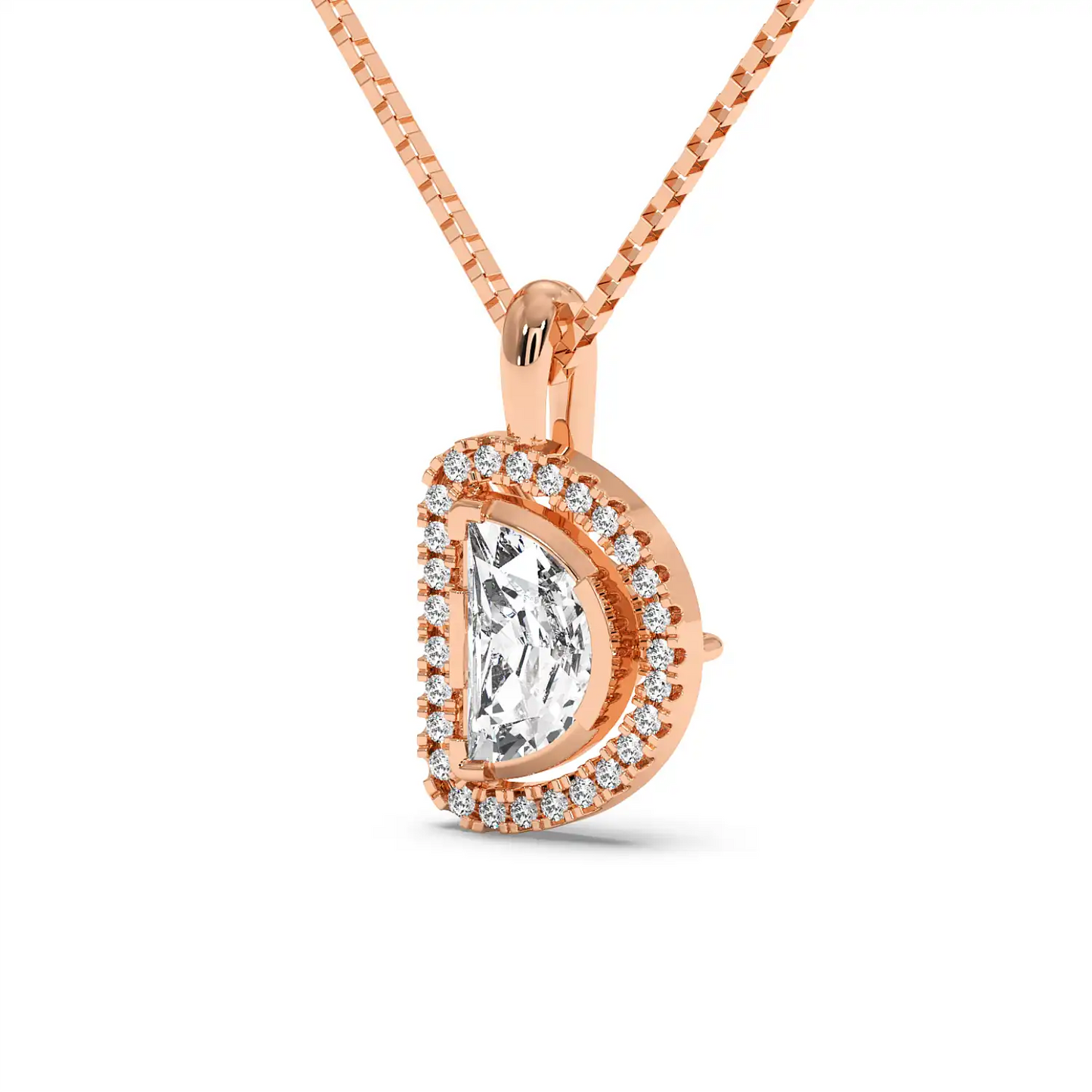 Solitaire Halo Pendant - Halfmoon