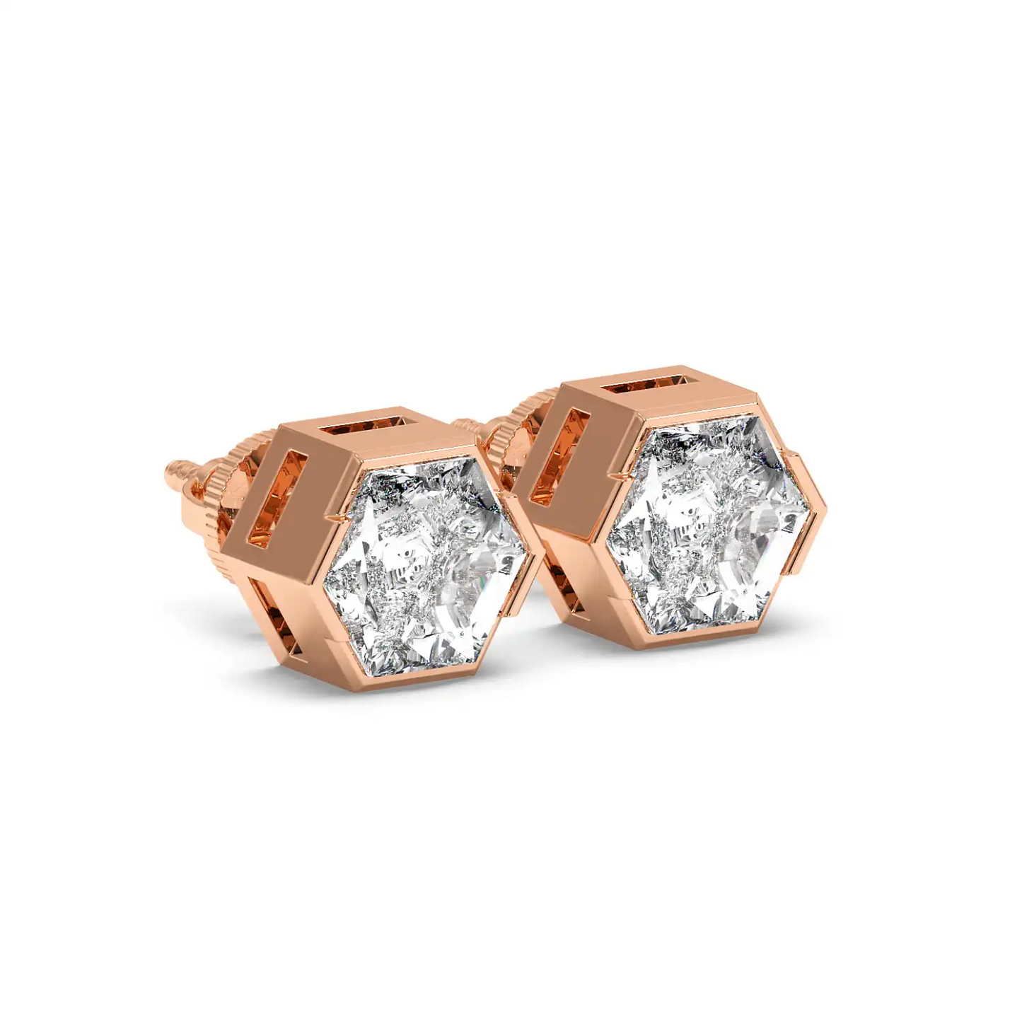 Solitaire Earring - Hexagon
