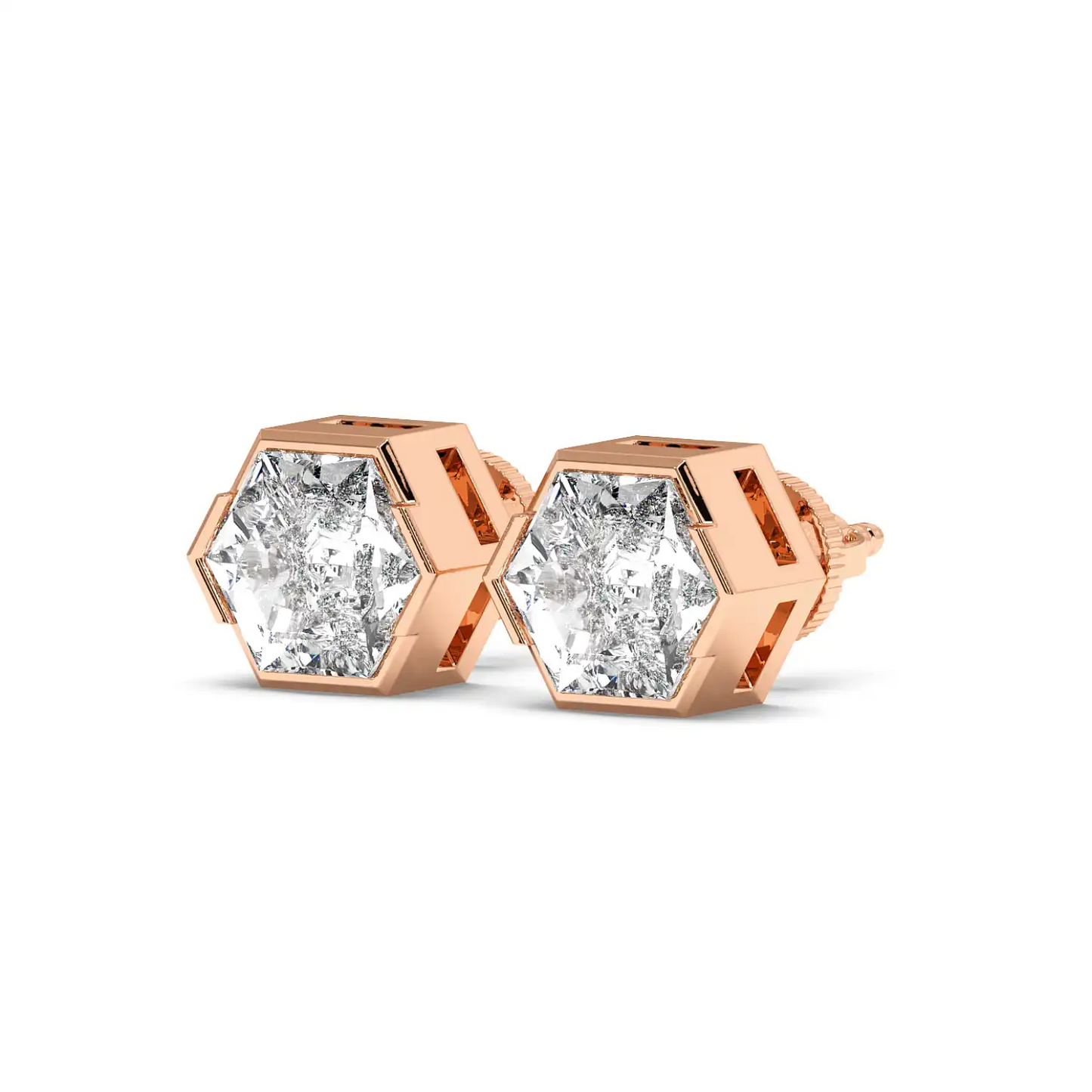 Solitaire Earring - Hexagon