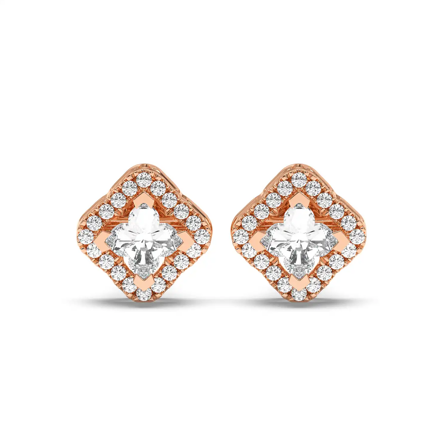Solitaire Halo Earring - Floral
