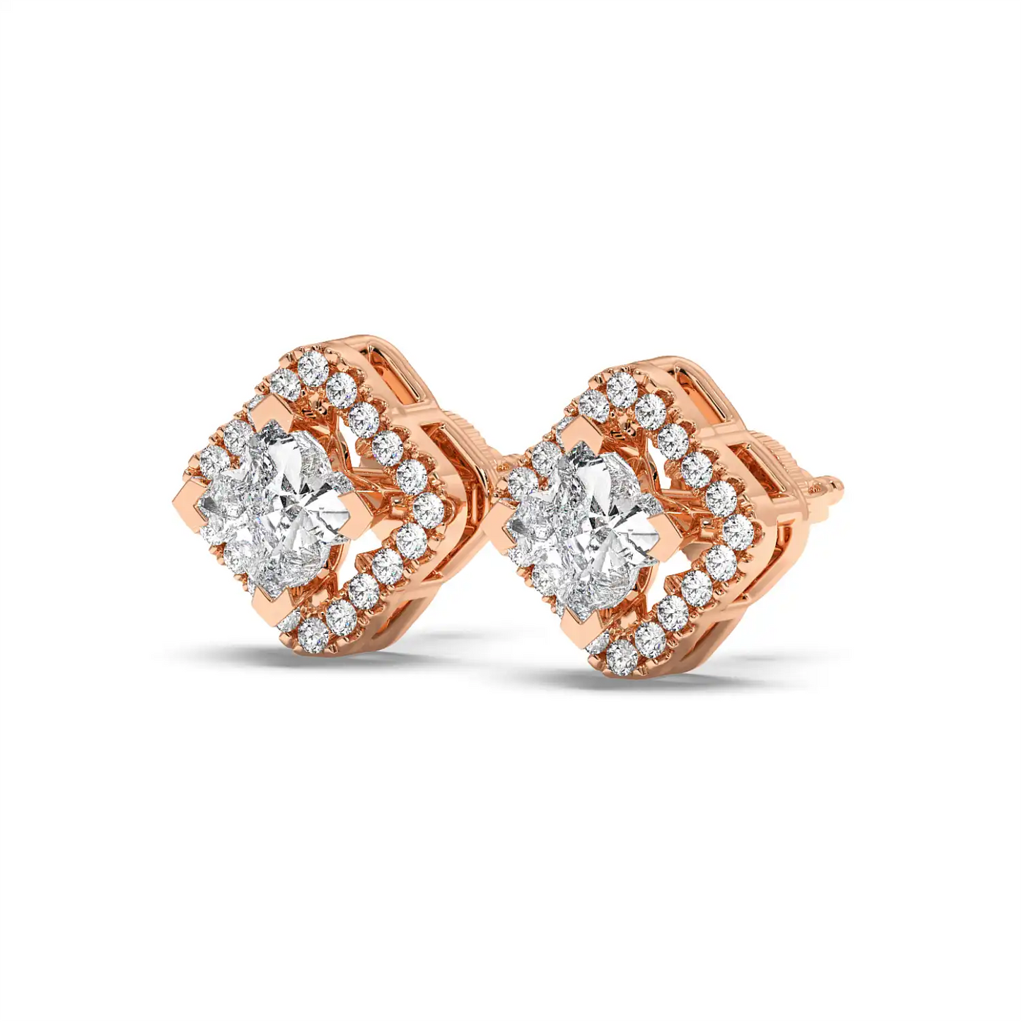 Solitaire Halo Earring - Floral