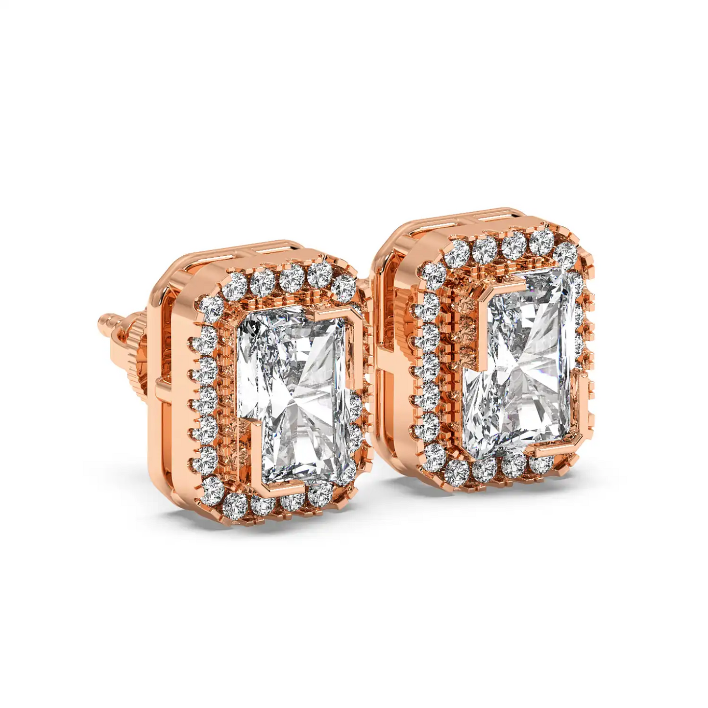 Solitaire Halo Earring - Radiant