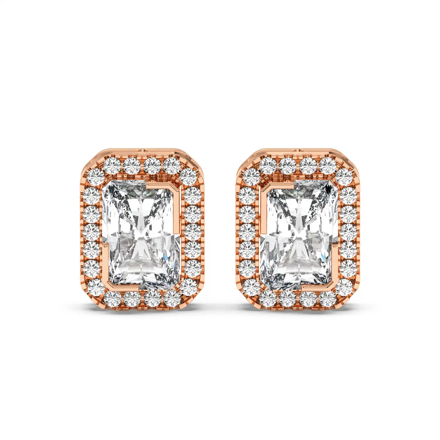 Solitaire Halo Earring - Radiant