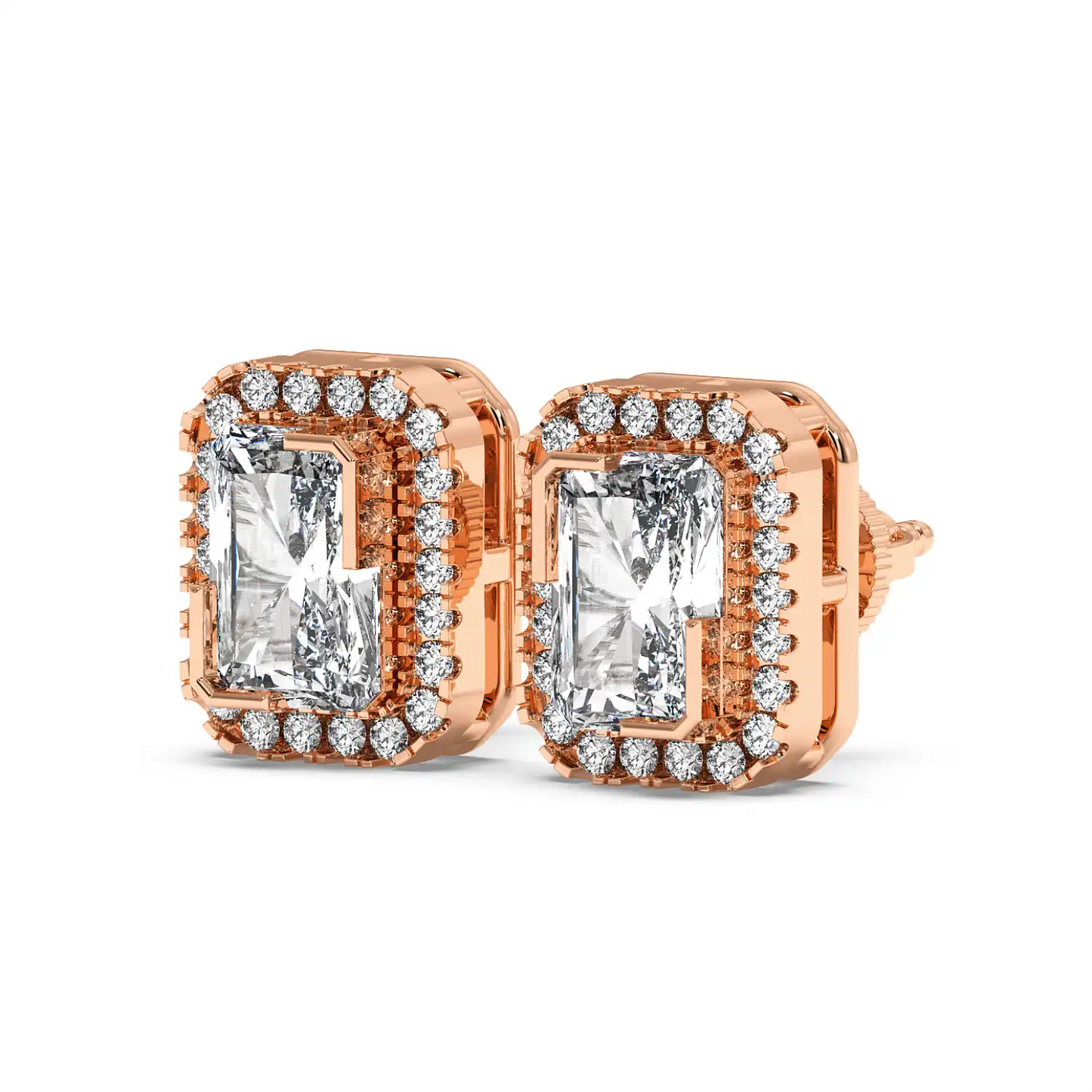 Solitaire Halo Earring - Radiant