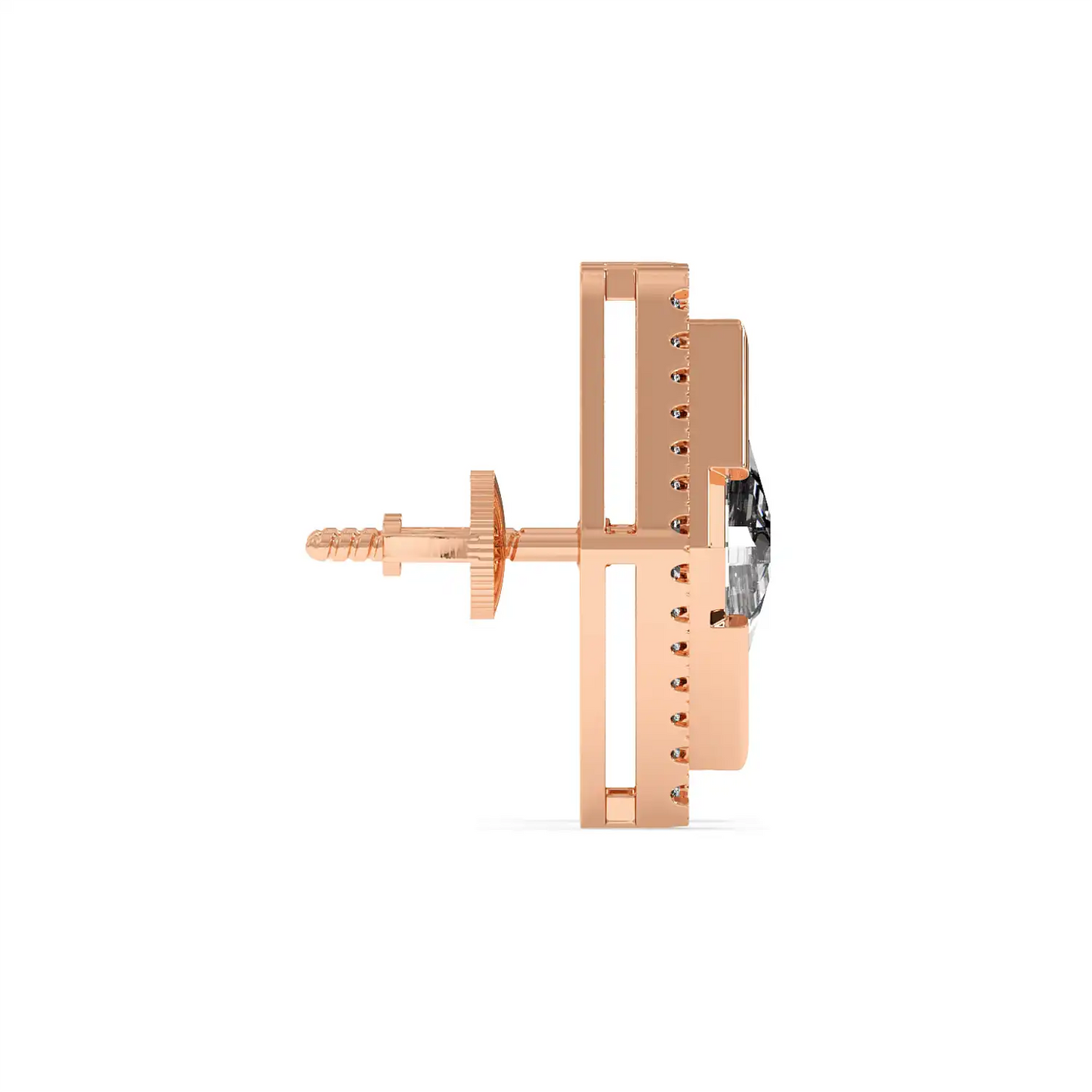 Solitaire Halo Earring - Lozenge