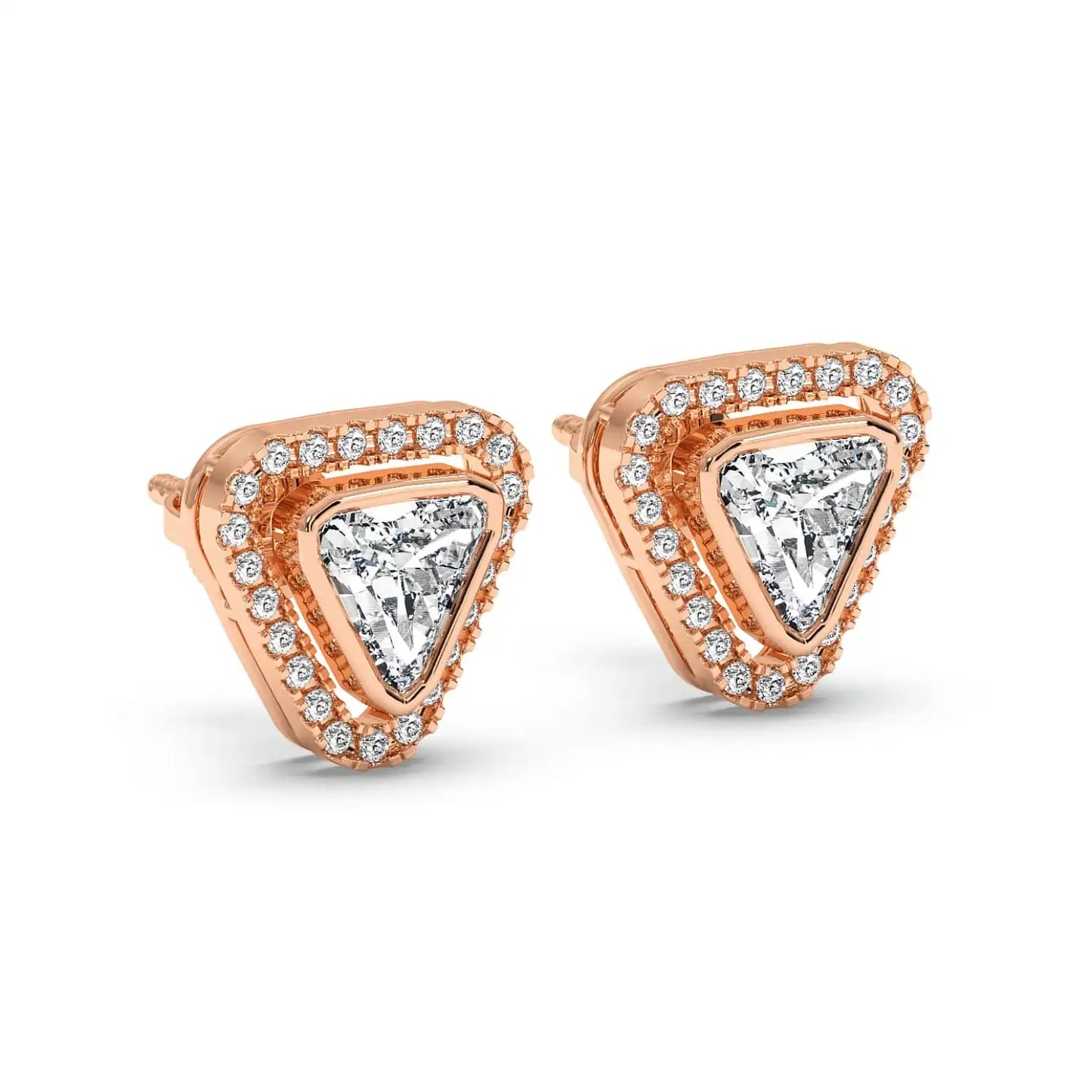 Solitaire Halo Earring - Trillion