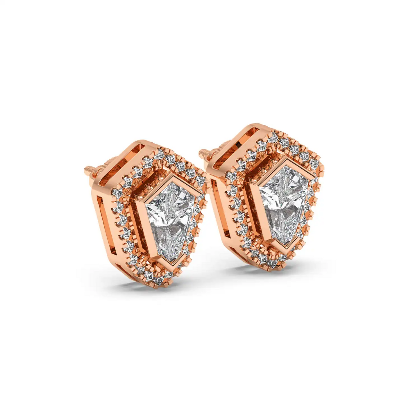 Solitaire Halo Earring - Shield