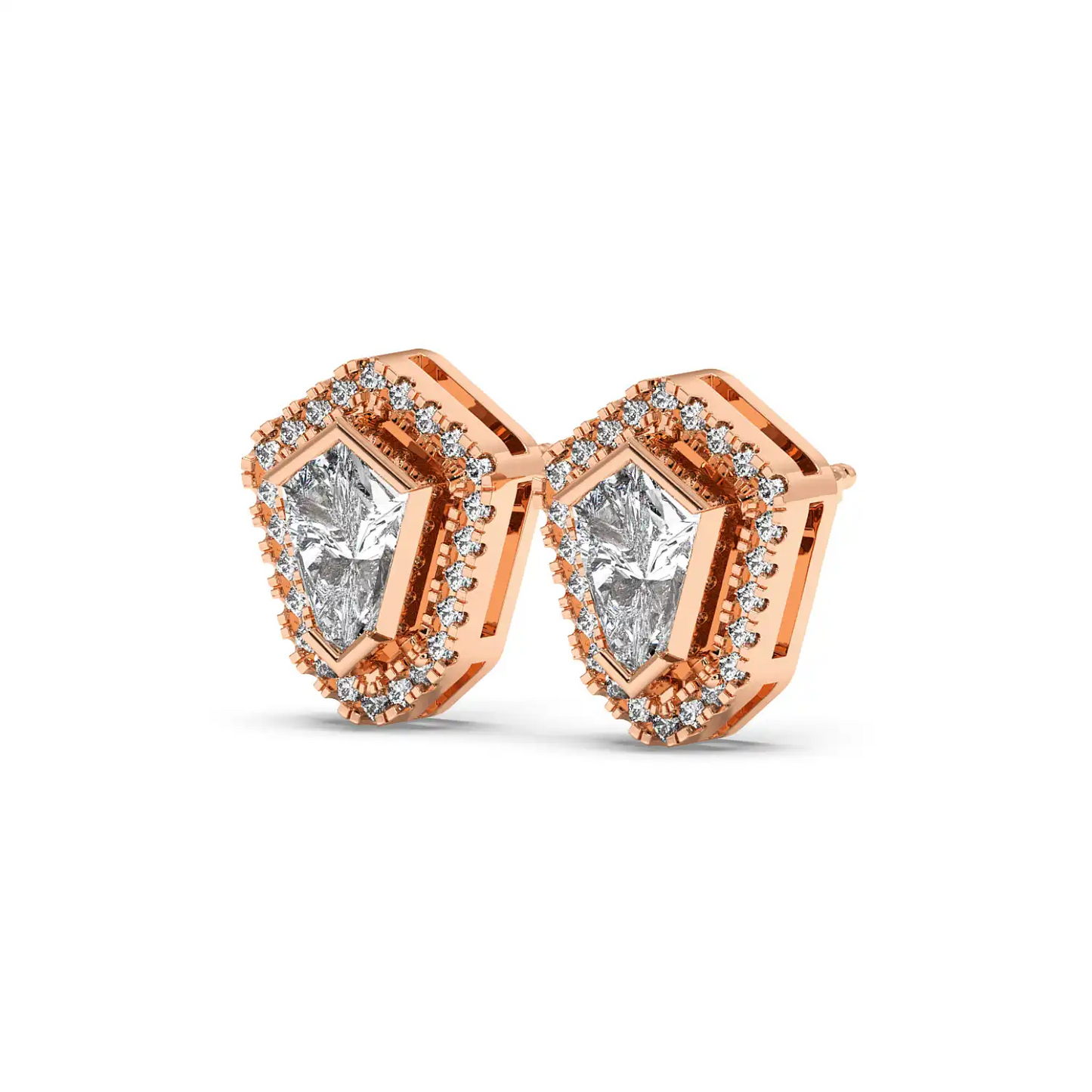 Solitaire Halo Earring - Shield