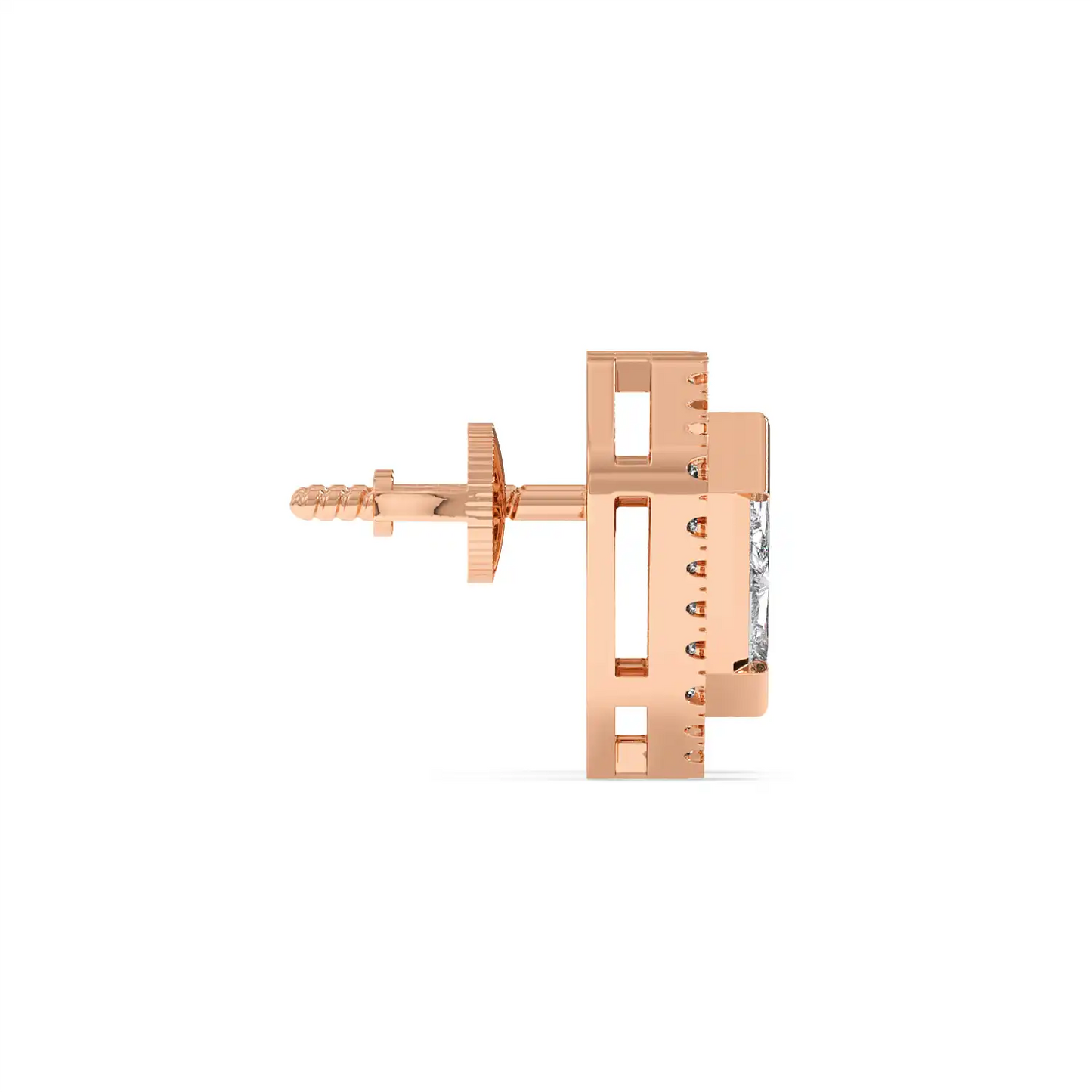 Solitaire Halo Earring - Shield