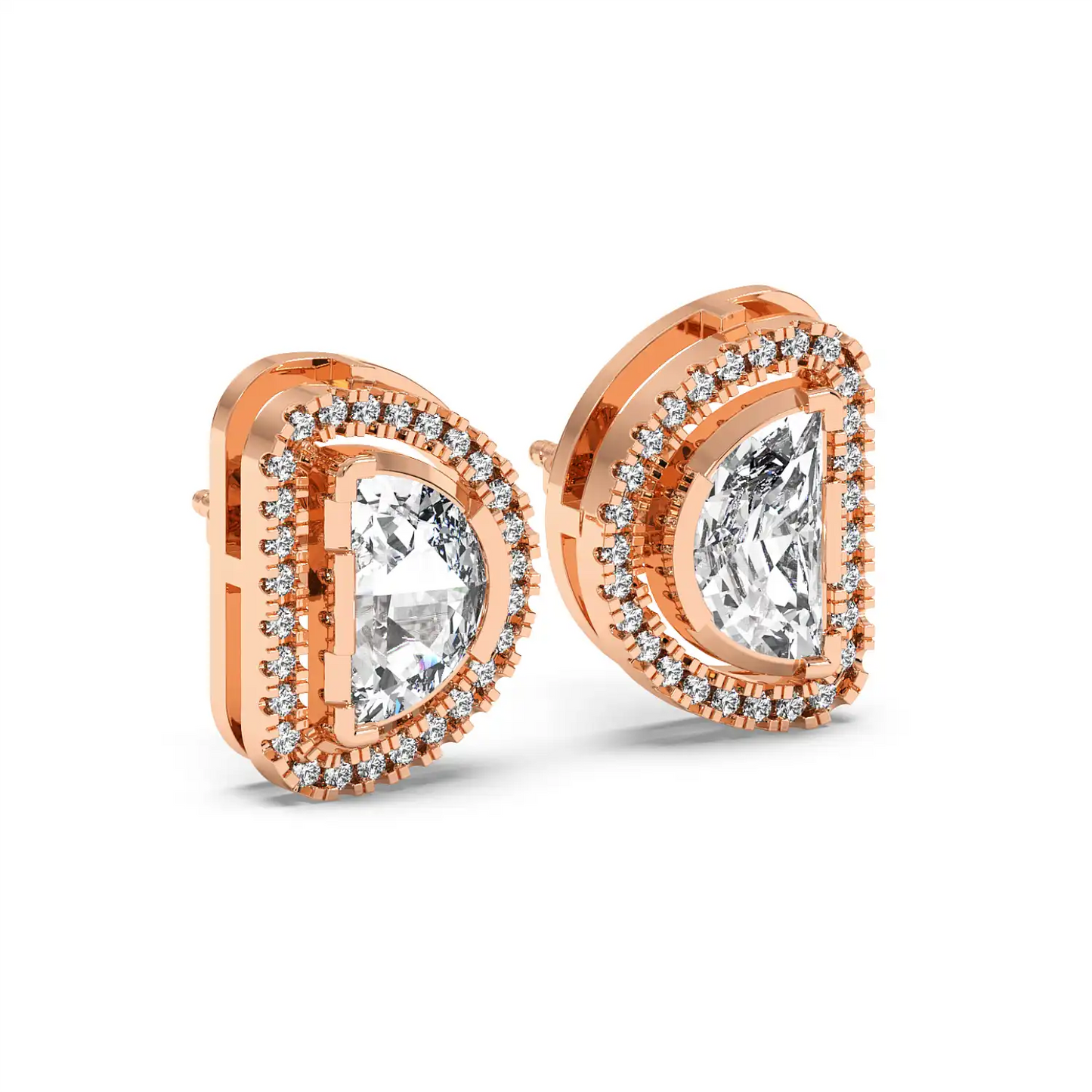 Solitaire Halo Earring - Halfmoon