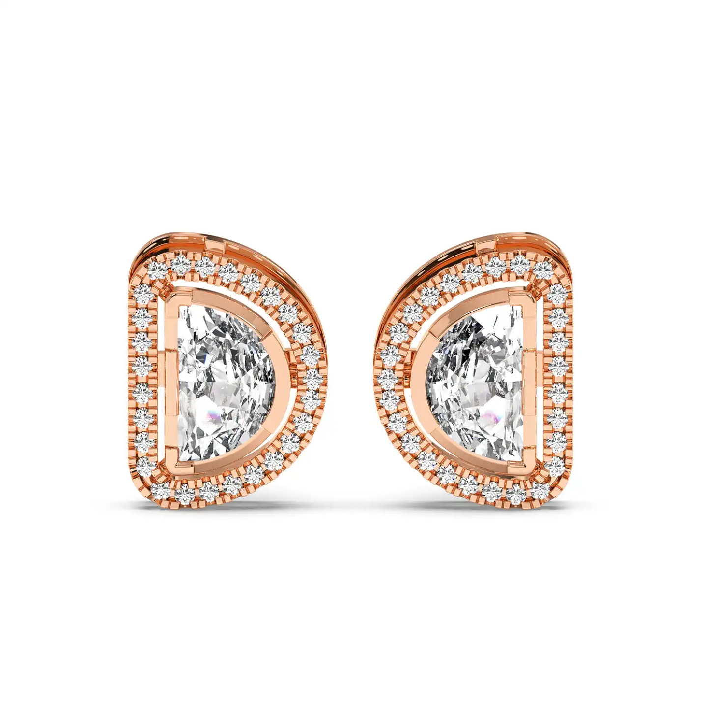 Solitaire Halo Earring - Halfmoon