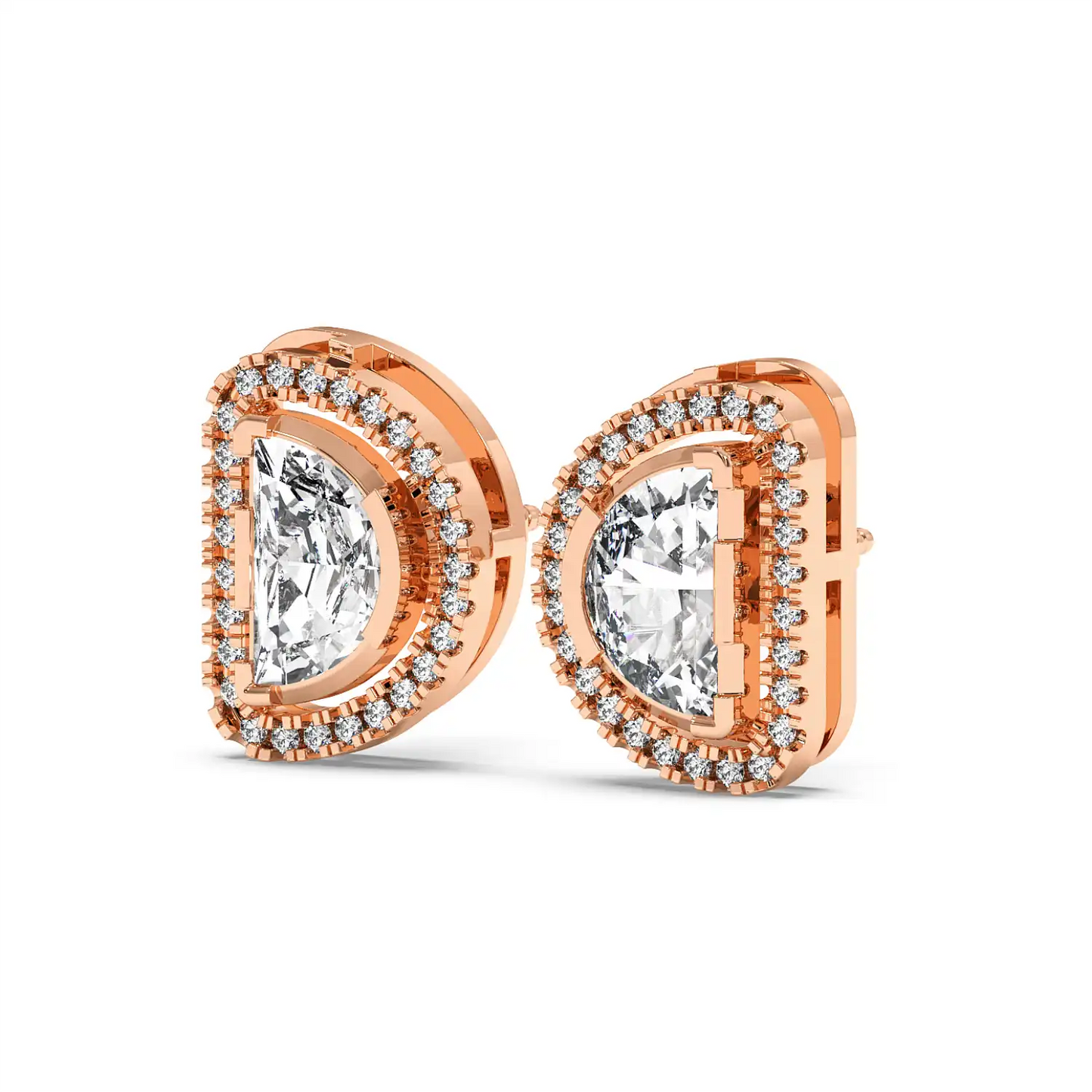 Solitaire Halo Earring - Halfmoon