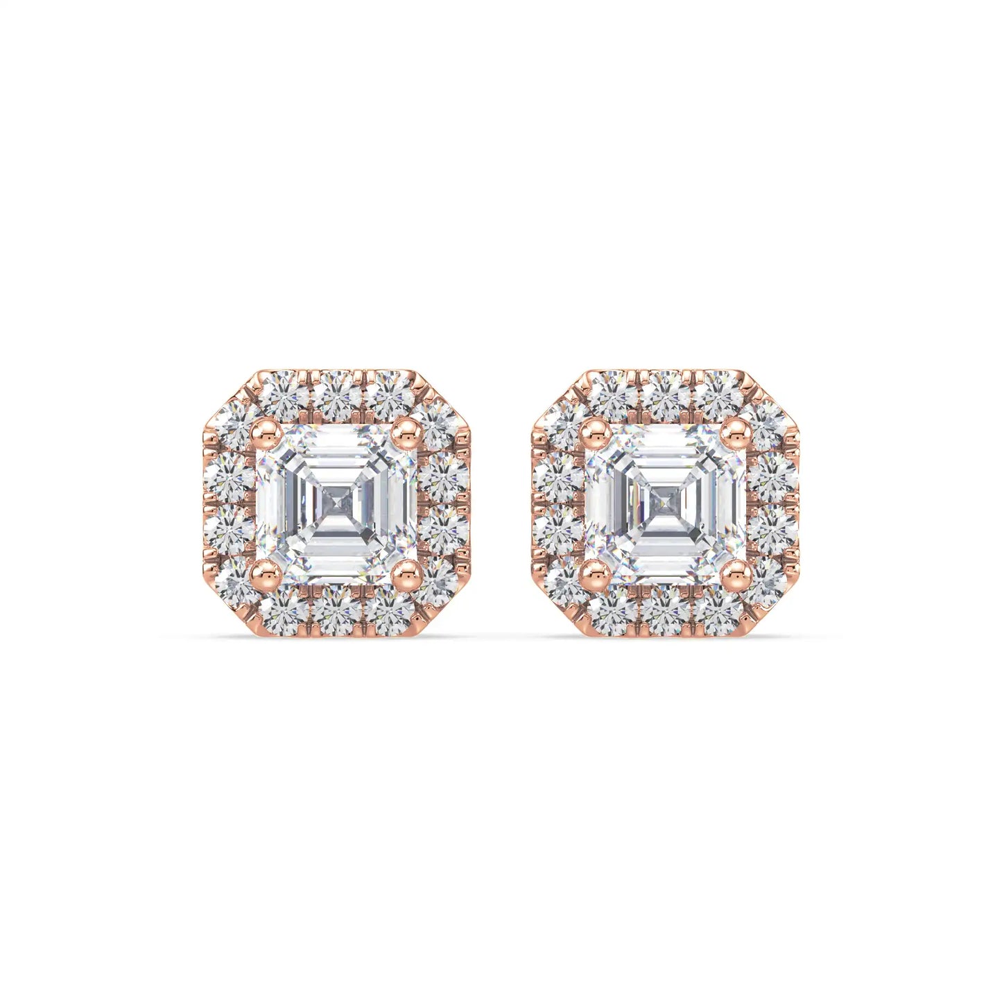 Solitaire Halo Earring - Asscher