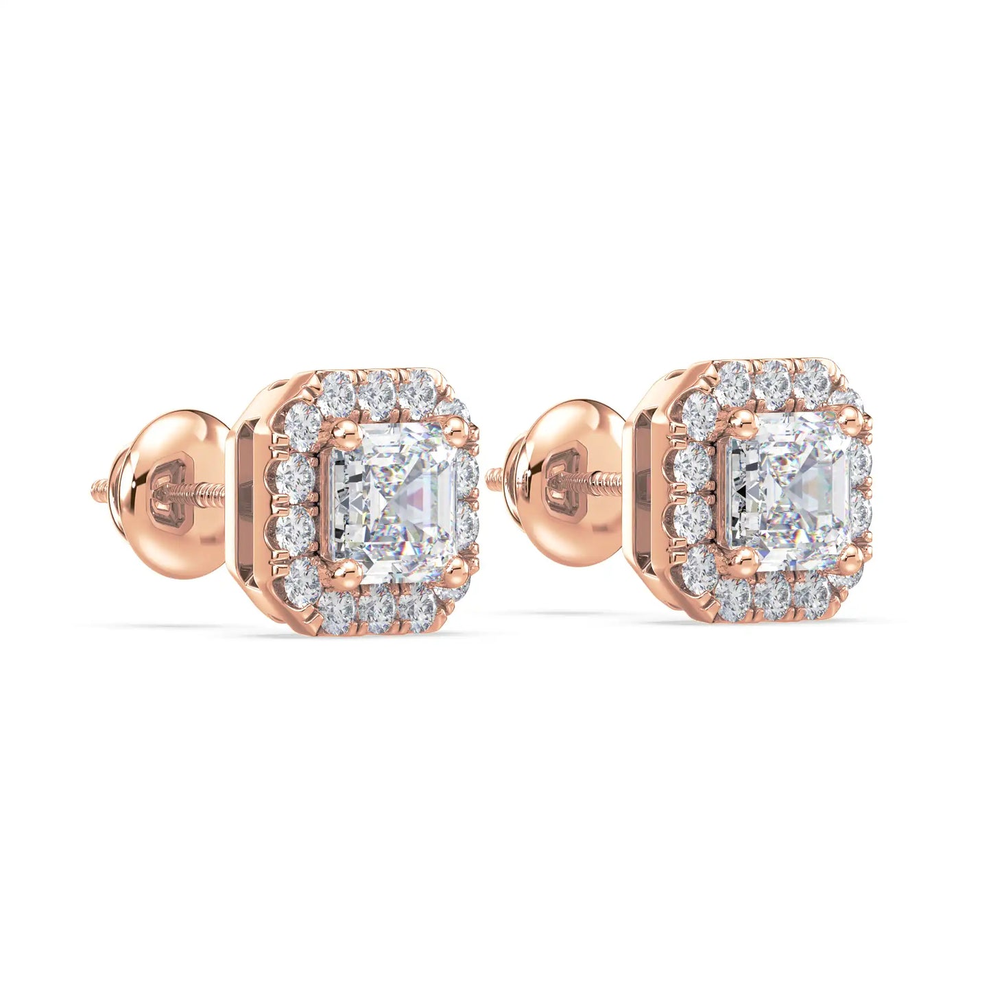 Solitaire Halo Earring - Asscher