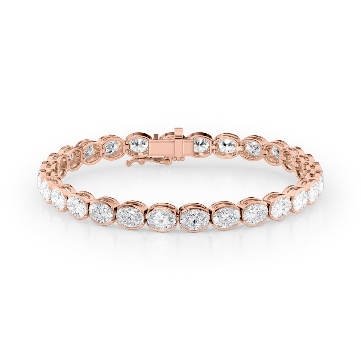 East West Half Bezel Oval Tennis Bracelet