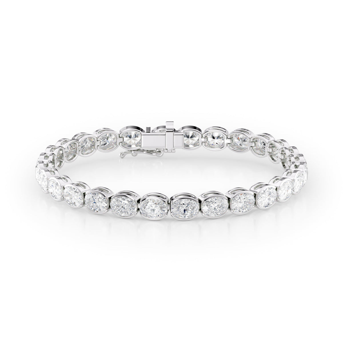 East West Half Bezel Oval Tennis Bracelet