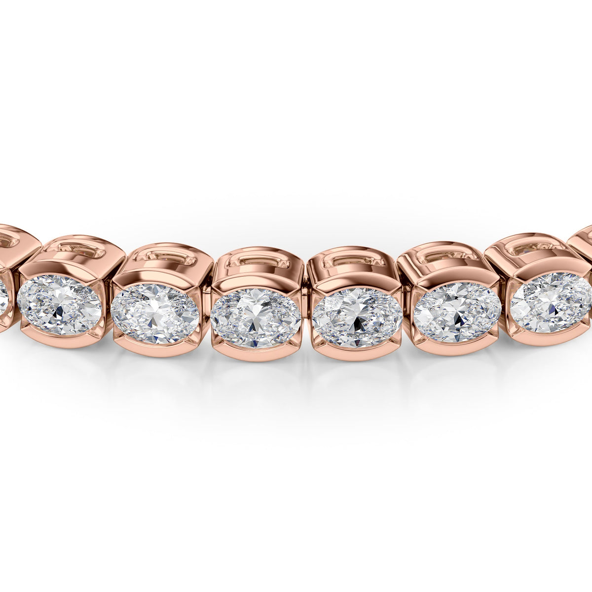 East West Half Bezel Oval Tennis Bracelet