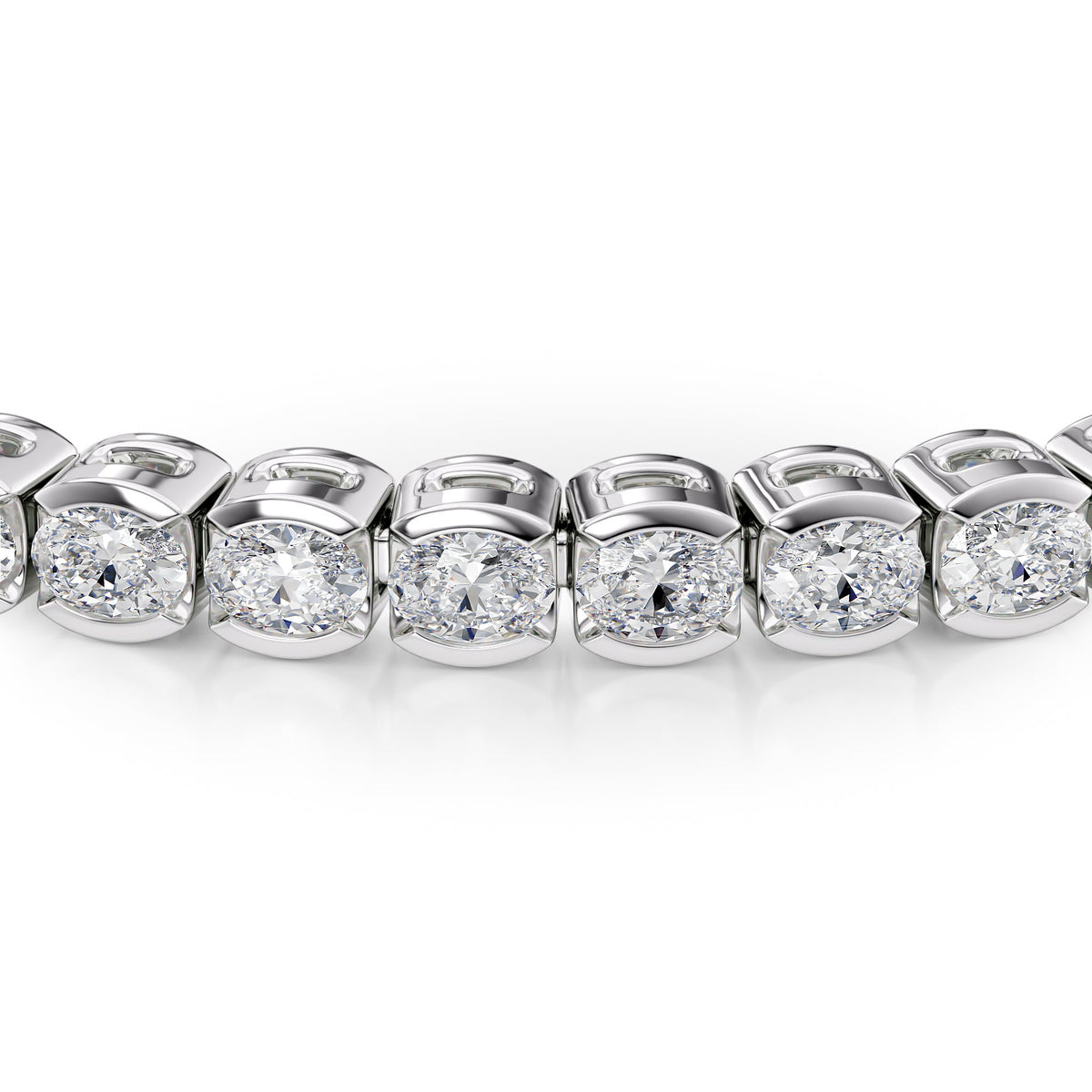 East West Half Bezel Oval Tennis Bracelet