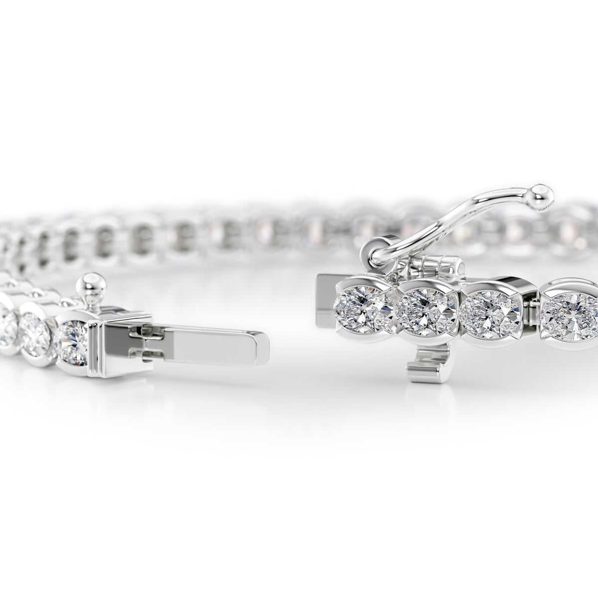 East West Half Bezel Oval Tennis Bracelet