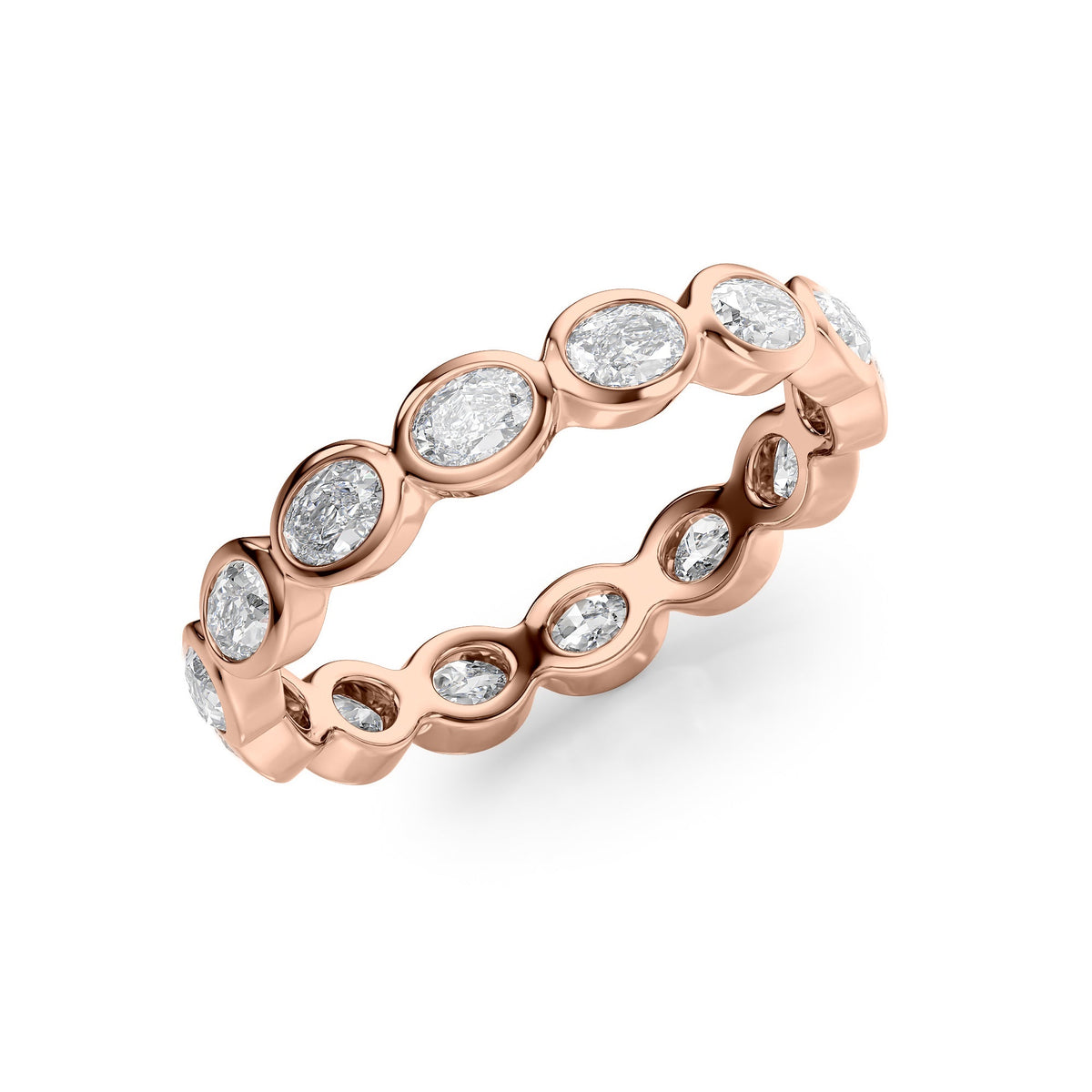 East West Oval Diamond  Bezel Eternity Ring