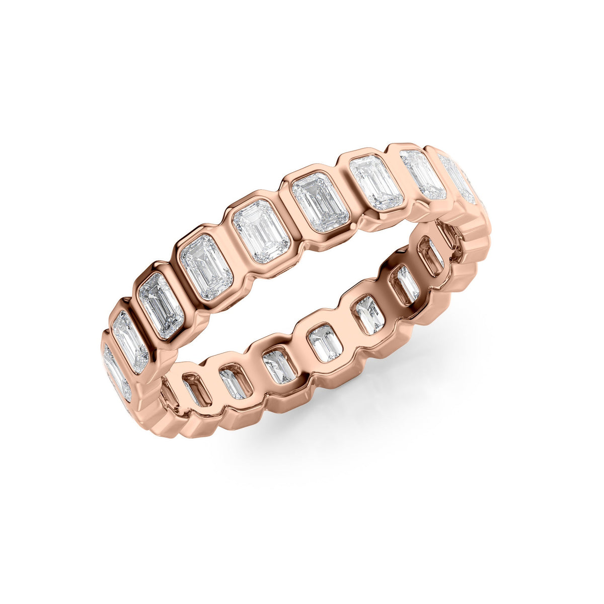 Emerald Diamond Bezel Eternity Ring